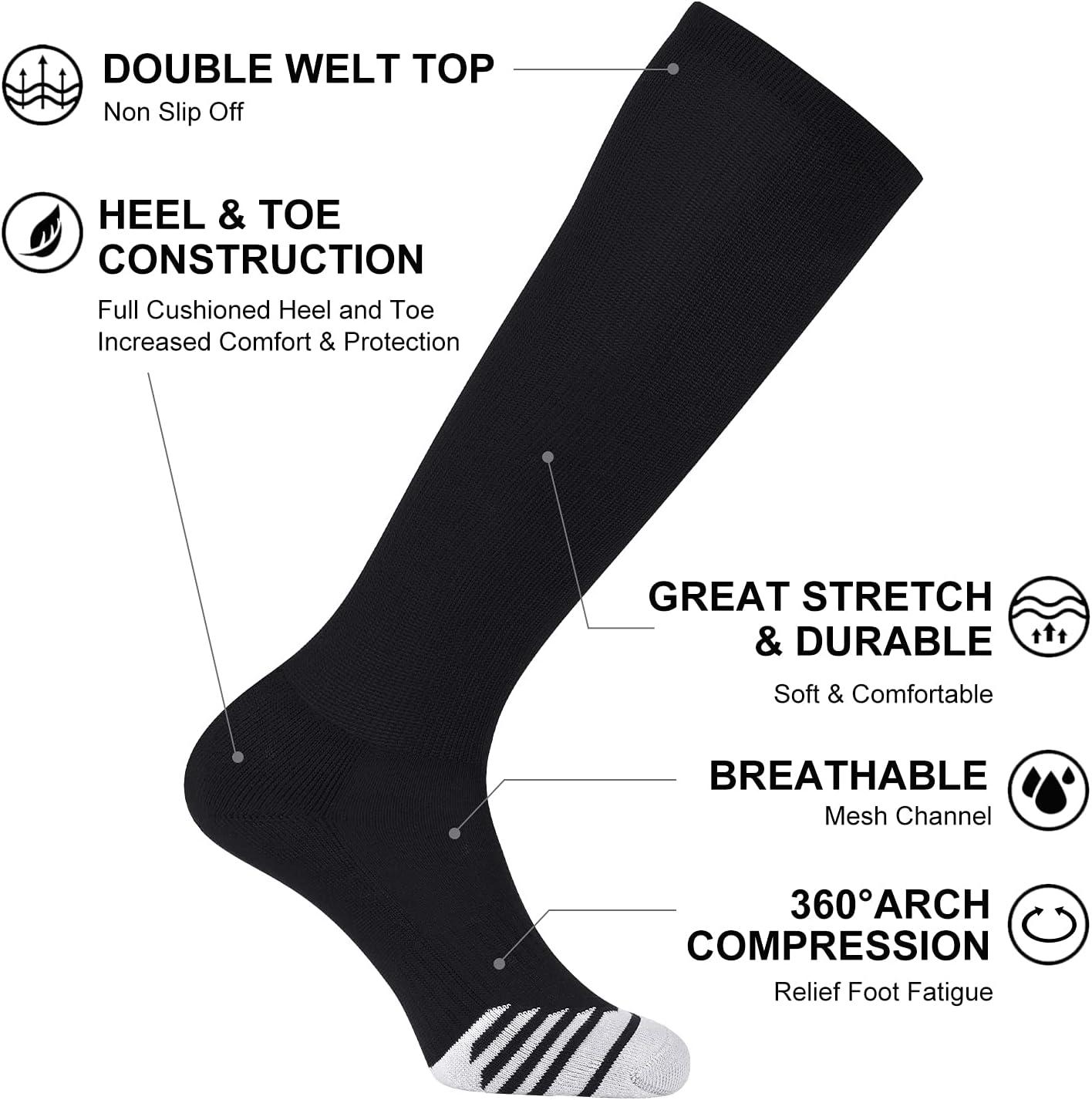 imageFITRELL 23 Pack Baseball Soccer Softball Socks for Kids Youth Men ampamp Women OvertheCalf Knee High Socks Multiple ColorsBlack 2 Pack