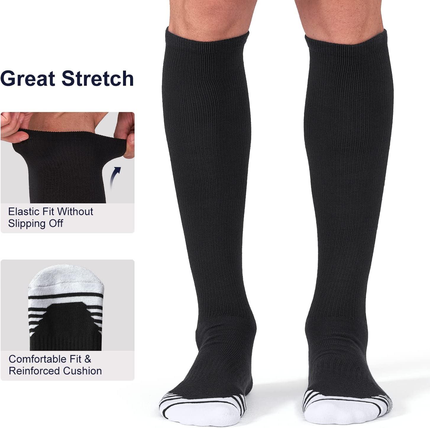 imageFITRELL 23 Pack Baseball Soccer Softball Socks for Kids Youth Men ampamp Women OvertheCalf Knee High Socks Multiple ColorsBlack 2 Pack