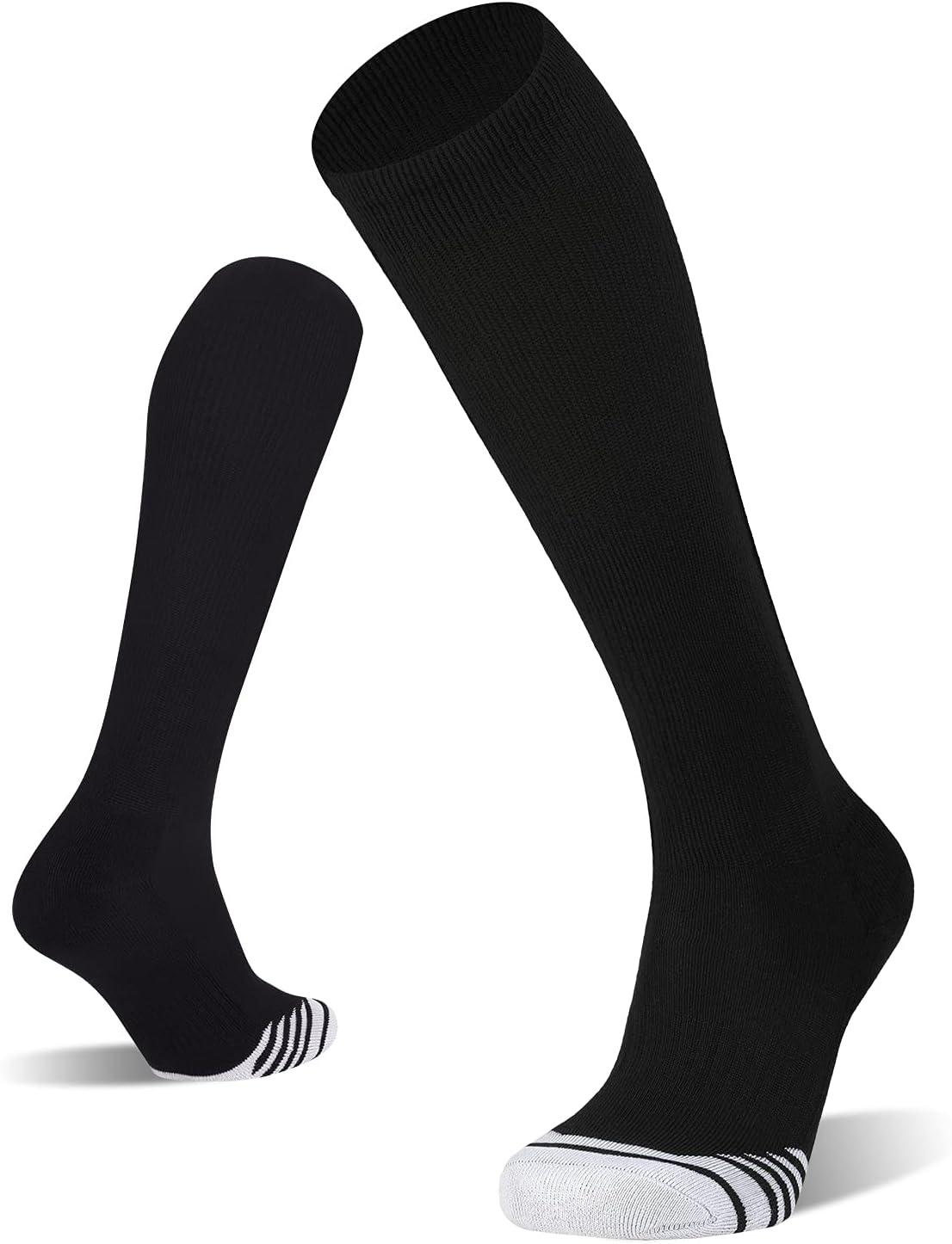 imageFITRELL 23 Pack Baseball Soccer Softball Socks for Kids Youth Men ampamp Women OvertheCalf Knee High Socks Multiple ColorsBlack 2 Pack