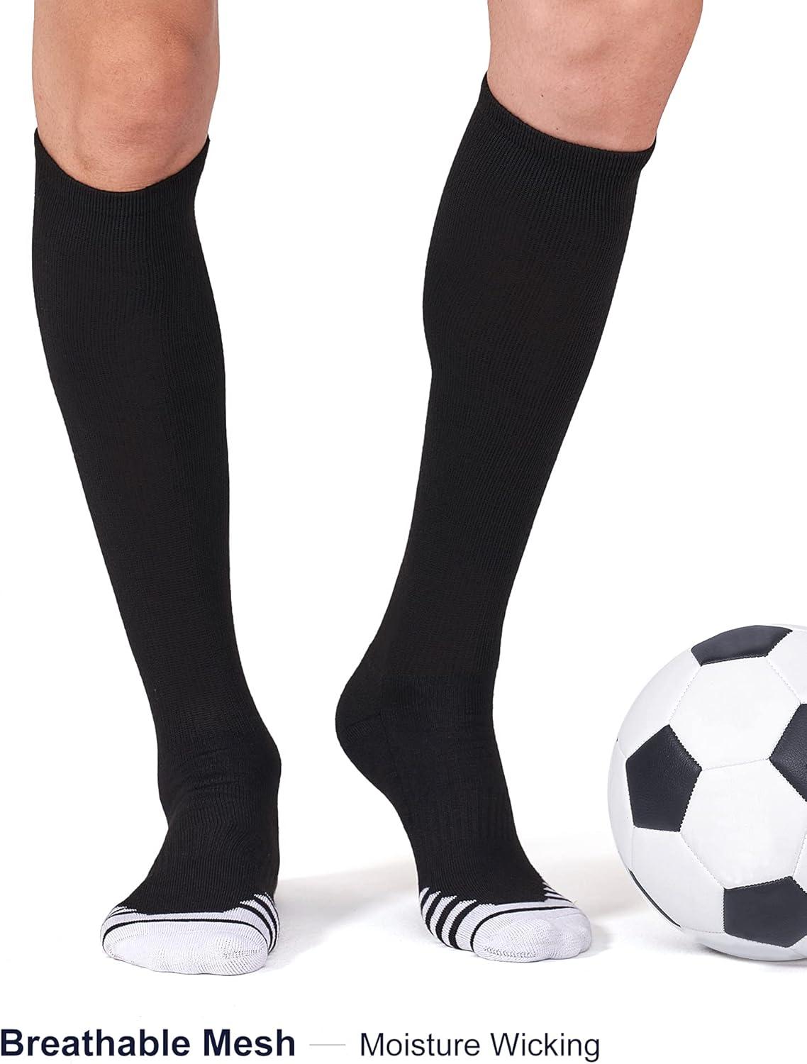 imageFITRELL 23 Pack Baseball Soccer Softball Socks for Kids Youth Men ampamp Women OvertheCalf Knee High Socks Multiple ColorsBlack 3 Pack