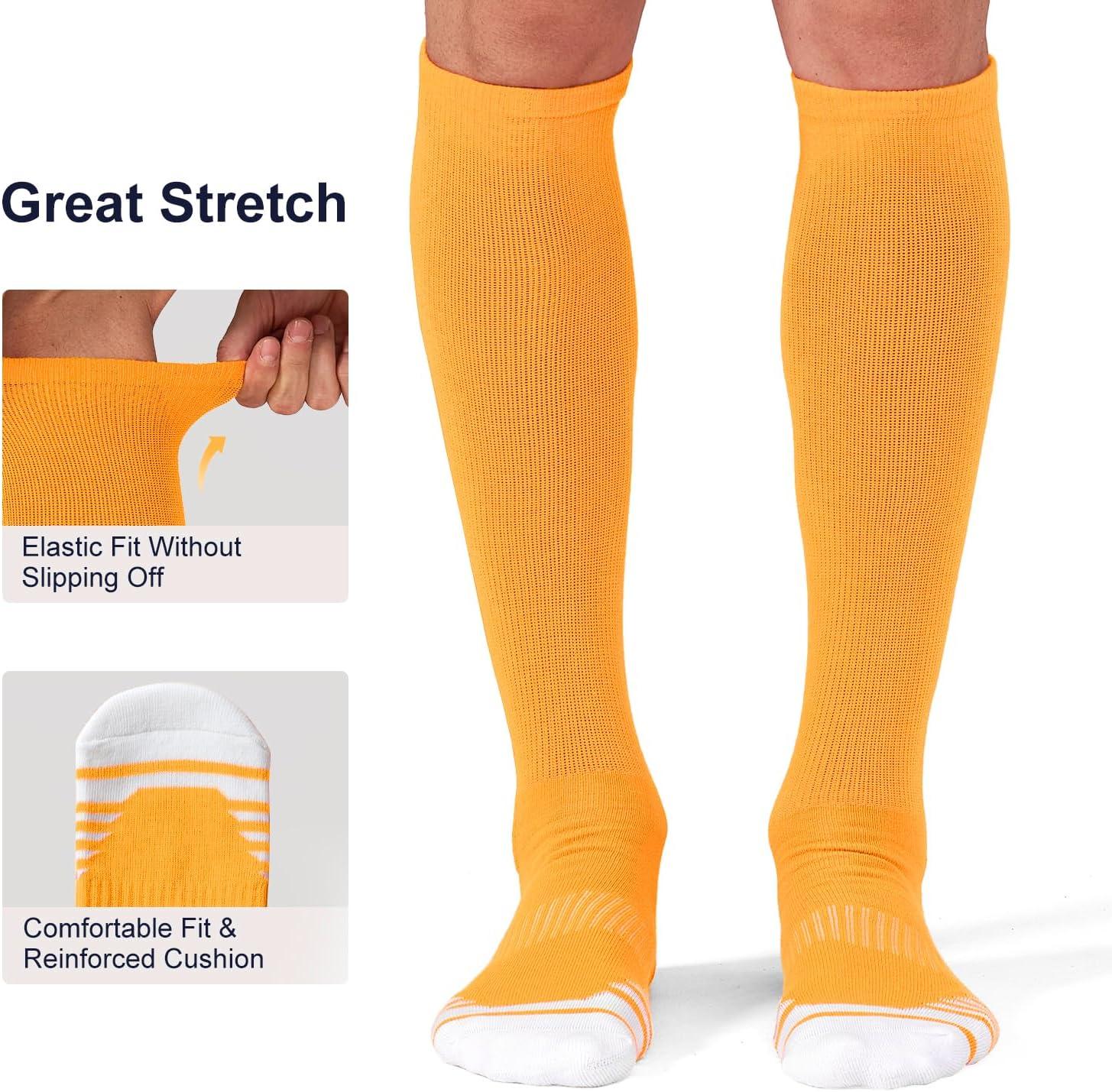 imageFITRELL 23 Pack Baseball Soccer Softball Socks for Kids Youth Men ampamp Women OvertheCalf Knee High Socks Multiple ColorsGold 2 Pack