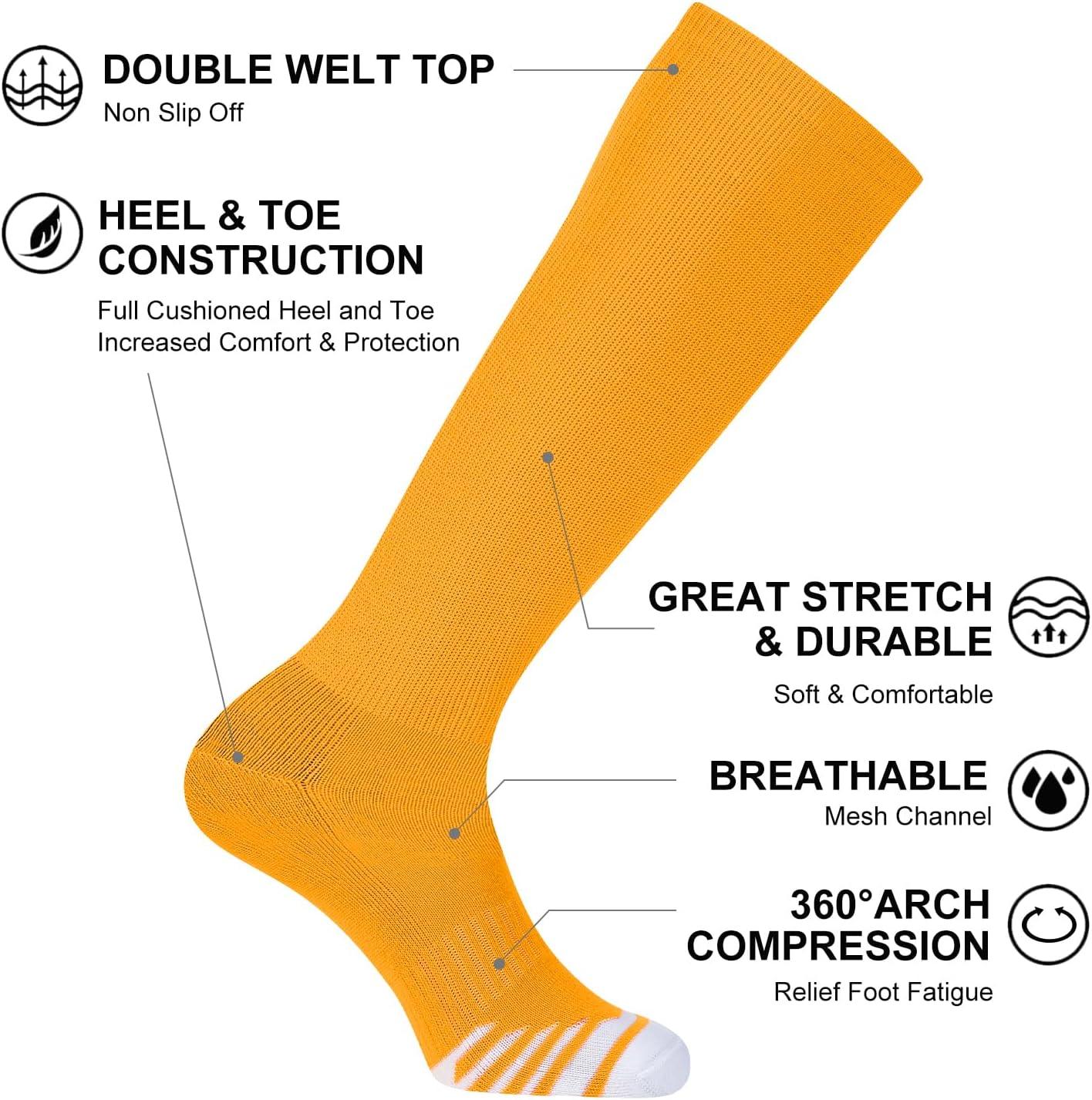 imageFITRELL 23 Pack Baseball Soccer Softball Socks for Kids Youth Men ampamp Women OvertheCalf Knee High Socks Multiple ColorsGold 2 Pack