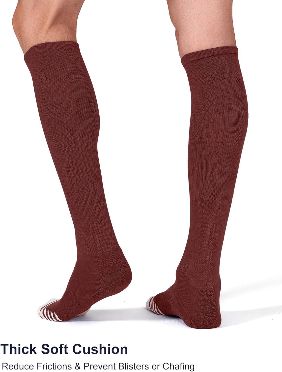 imageFITRELL 23 Pack Baseball Soccer Softball Socks for Kids Youth Men ampamp Women OvertheCalf Knee High Socks Multiple ColorsMaroon 2 Pack