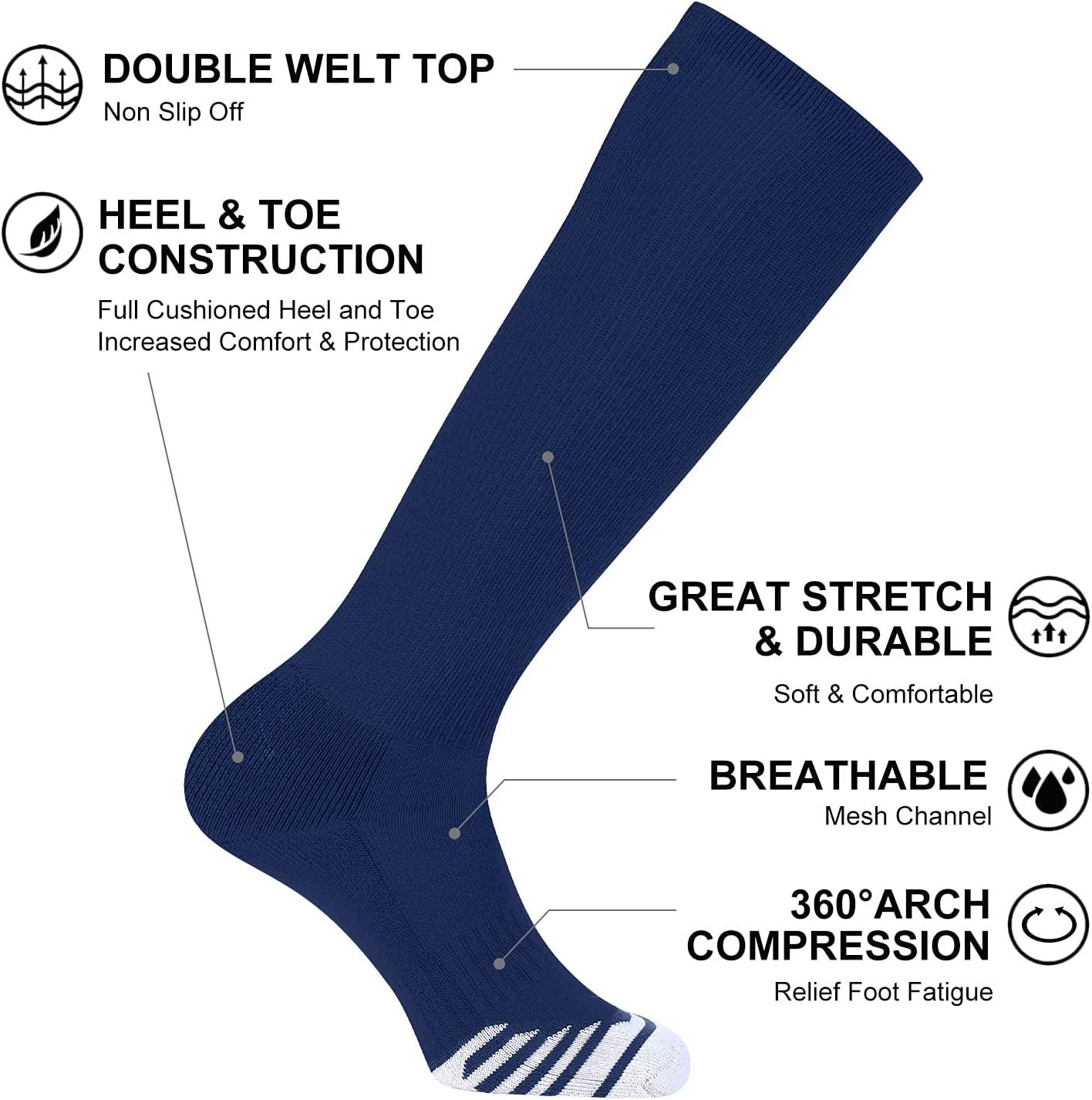 imageFITRELL 23 Pack Baseball Soccer Softball Socks for Kids Youth Men ampamp Women OvertheCalf Knee High Socks Multiple ColorsNavy Blue 2 Pack