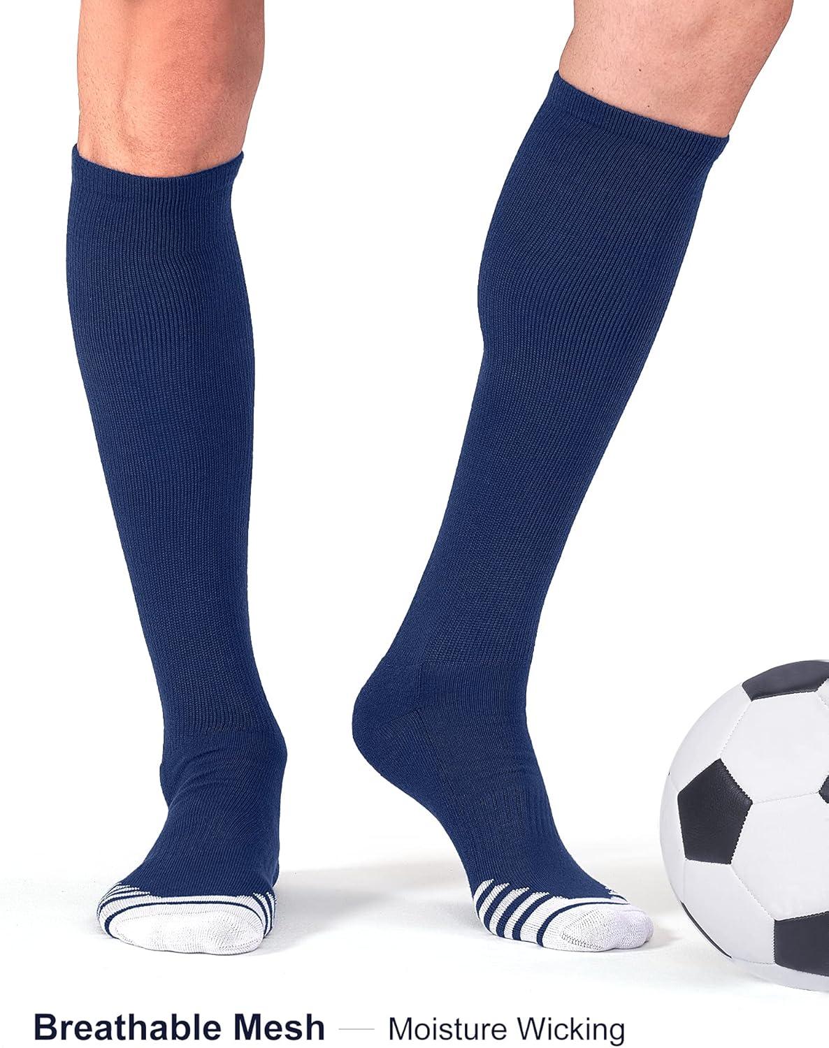 imageFITRELL 23 Pack Baseball Soccer Softball Socks for Kids Youth Men ampamp Women OvertheCalf Knee High Socks Multiple ColorsNavy Blue 2 Pack