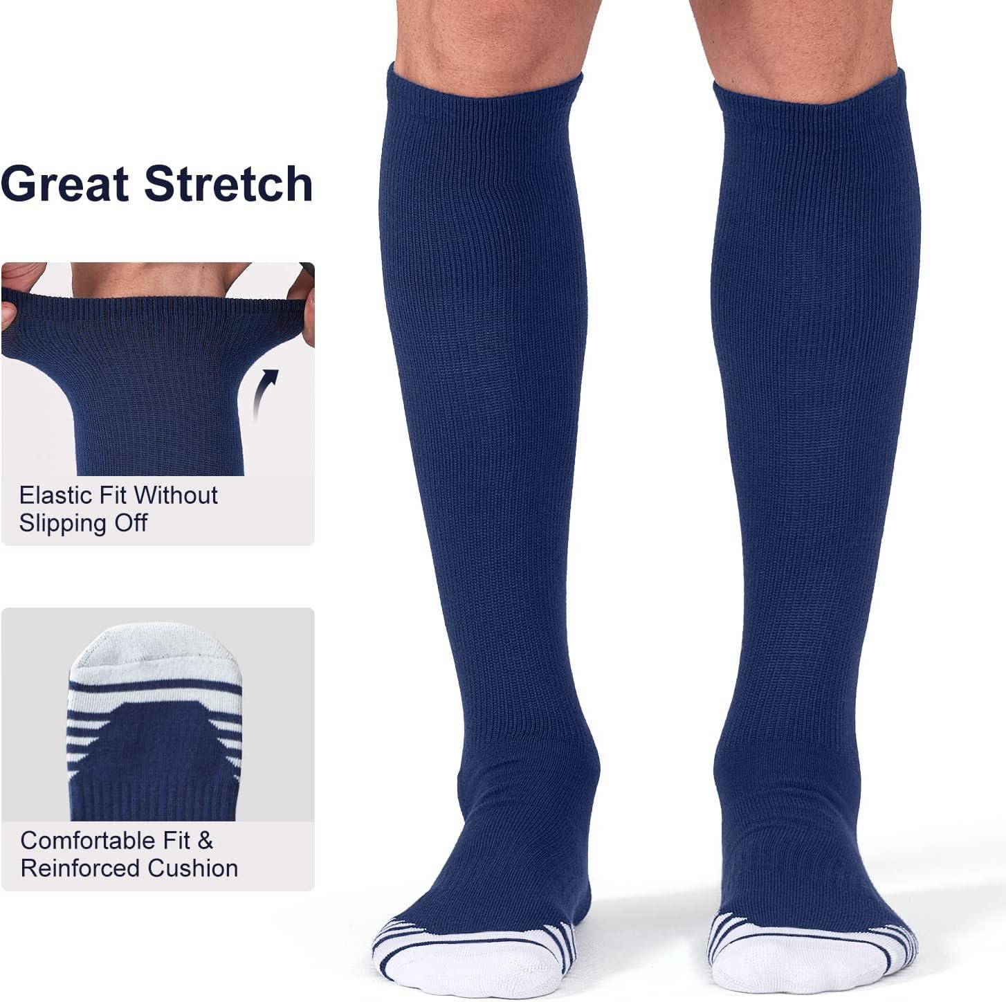 imageFITRELL 23 Pack Baseball Soccer Softball Socks for Kids Youth Men ampamp Women OvertheCalf Knee High Socks Multiple ColorsNavy Blue 2 Pack