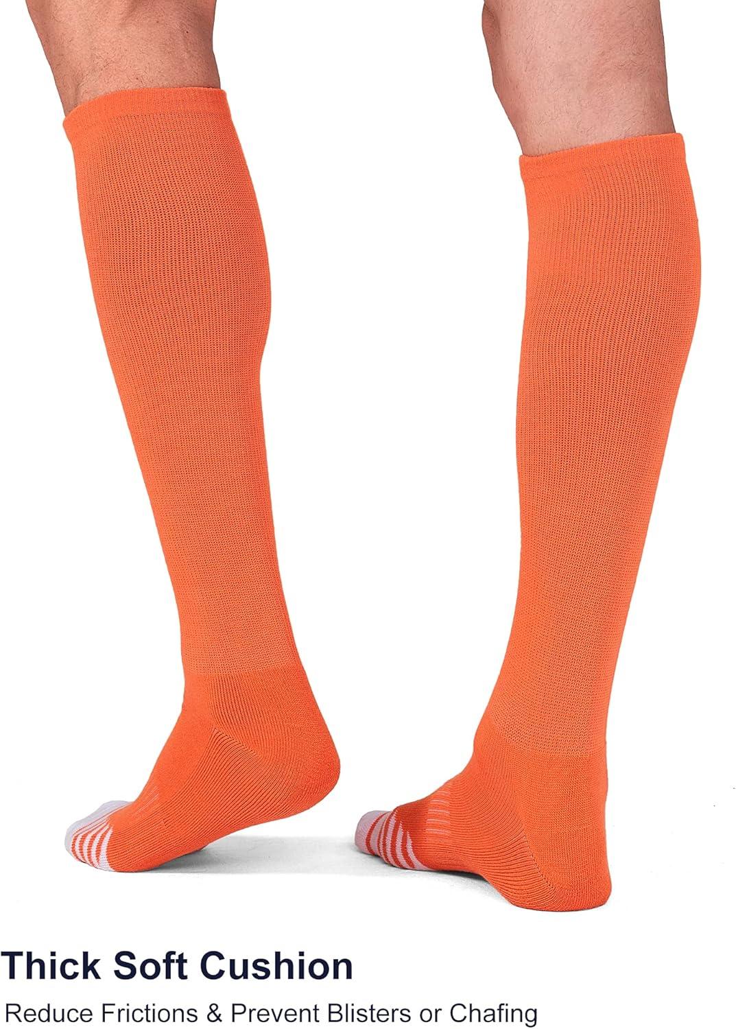 imageFITRELL 23 Pack Baseball Soccer Softball Socks for Kids Youth Men ampamp Women OvertheCalf Knee High Socks Multiple ColorsOrange 2 Pack