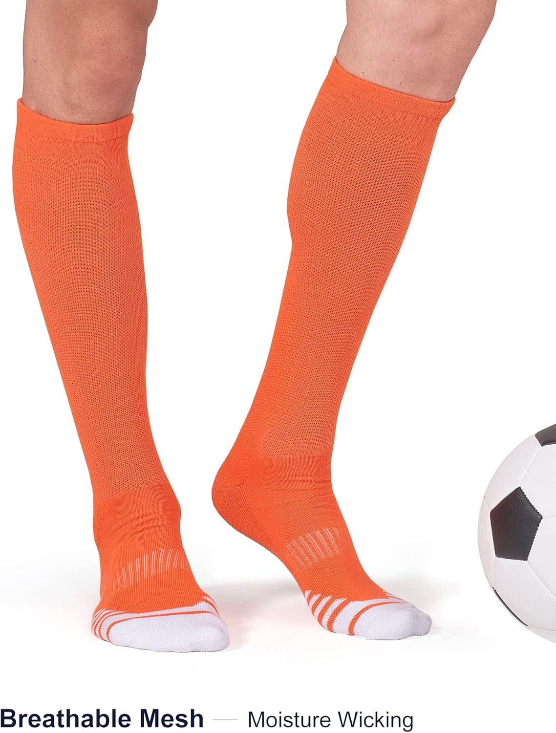 imageFITRELL 23 Pack Baseball Soccer Softball Socks for Kids Youth Men ampamp Women OvertheCalf Knee High Socks Multiple ColorsOrange 2 Pack