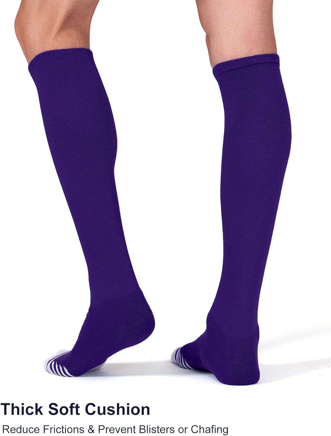 imageFITRELL 23 Pack Baseball Soccer Softball Socks for Kids Youth Men ampamp Women OvertheCalf Knee High Socks Multiple ColorsPurple 2 Pack