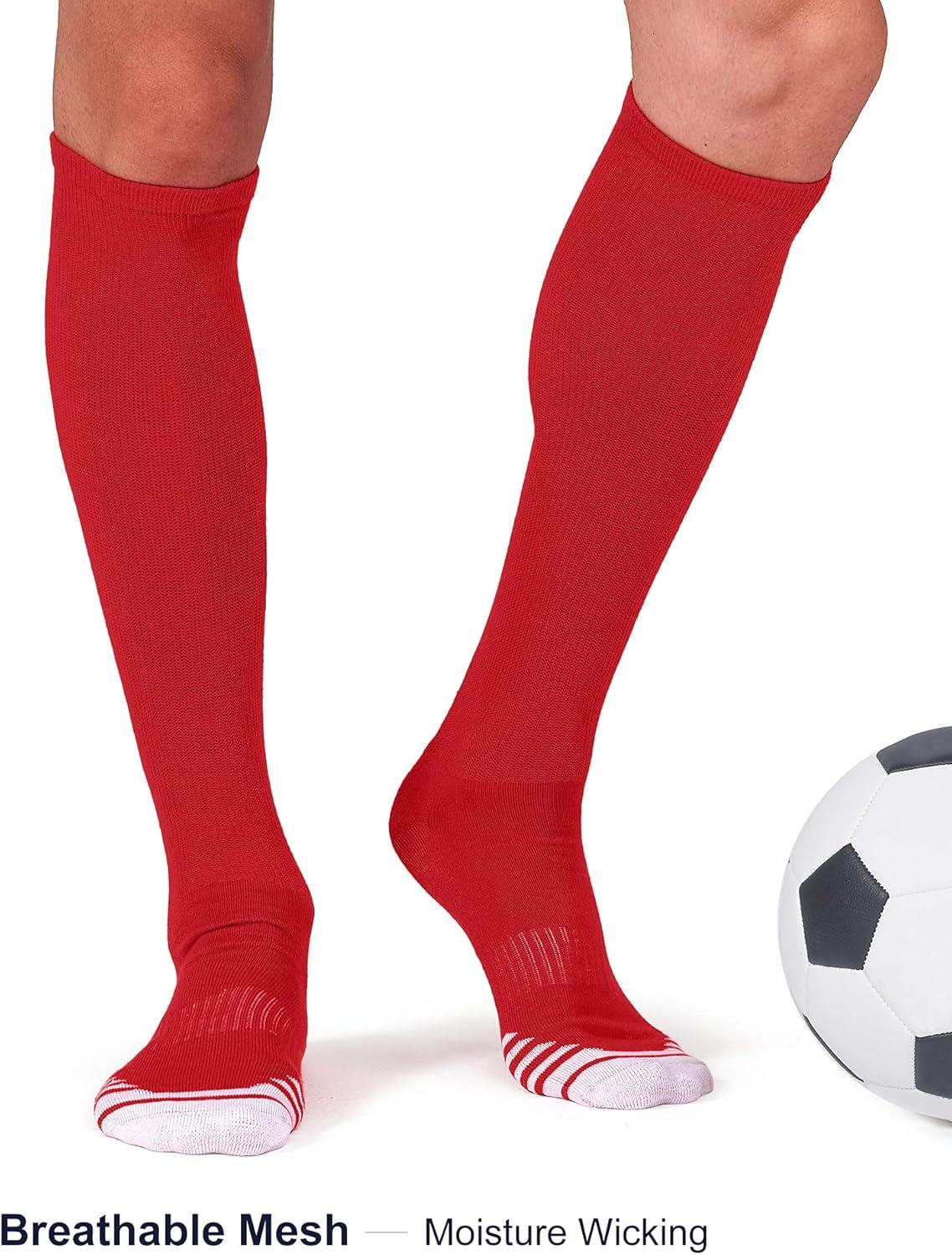 imageFITRELL 23 Pack Baseball Soccer Softball Socks for Kids Youth Men ampamp Women OvertheCalf Knee High Socks Multiple ColorsRed 2 Pack