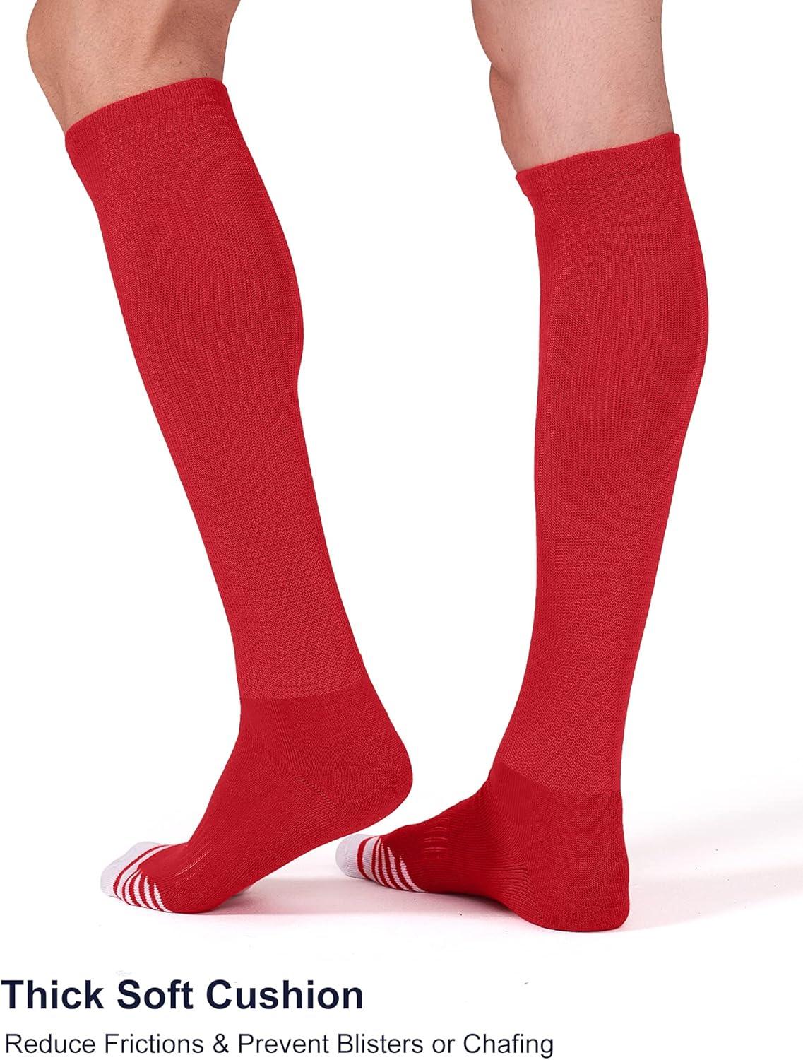 imageFITRELL 23 Pack Baseball Soccer Softball Socks for Kids Youth Men ampamp Women OvertheCalf Knee High Socks Multiple ColorsRed 2 Pack