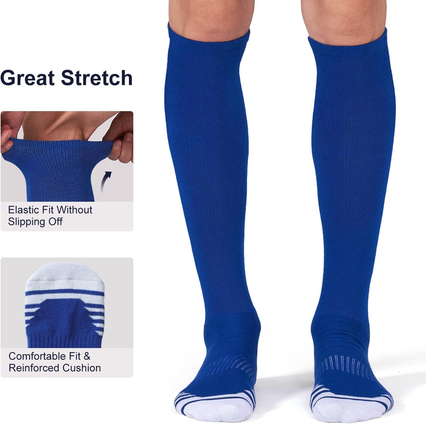 imageFITRELL 23 Pack Baseball Soccer Softball Socks for Kids Youth Men ampamp Women OvertheCalf Knee High Socks Multiple ColorsRoyal Blue 2 Pack