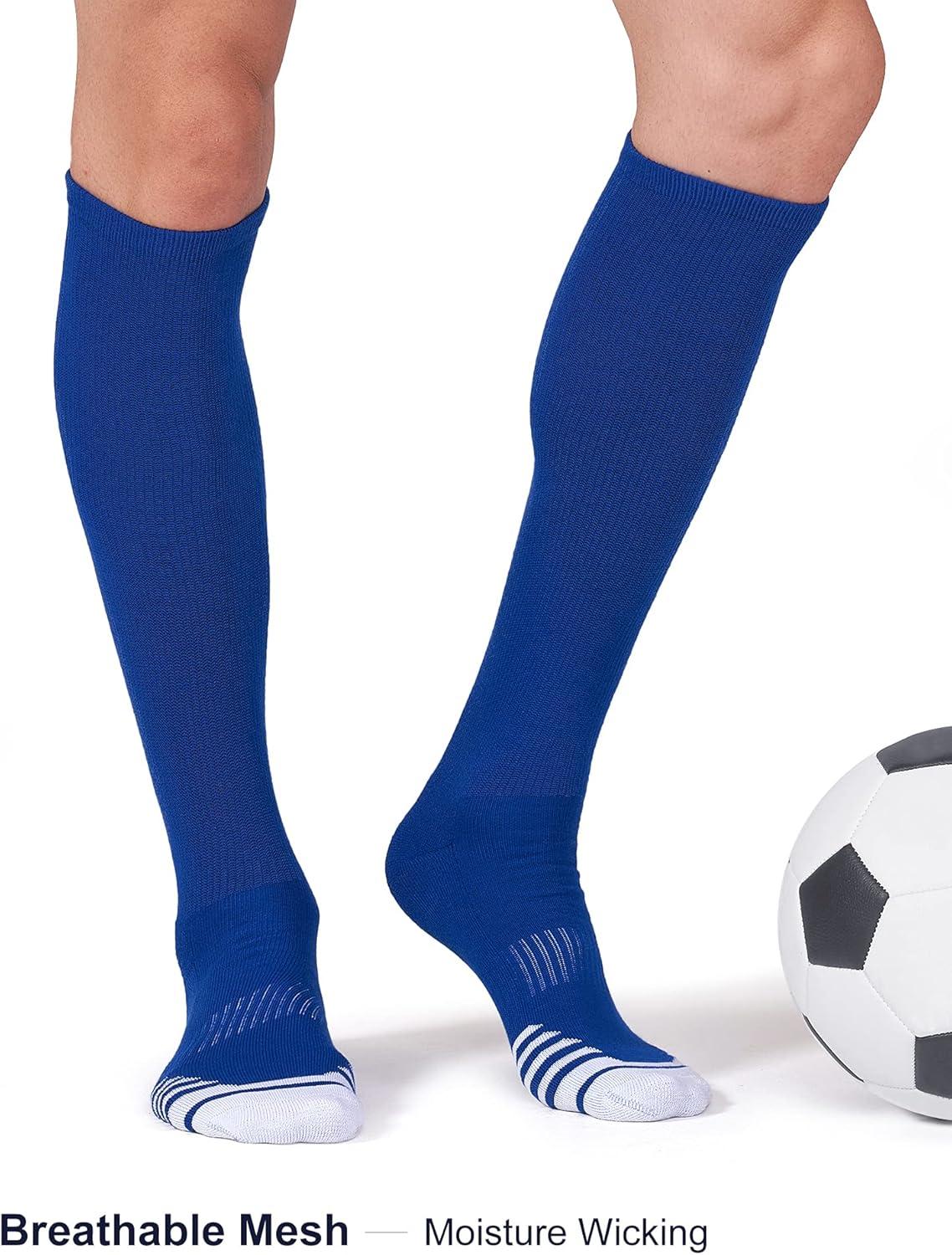 imageFITRELL 23 Pack Baseball Soccer Softball Socks for Kids Youth Men ampamp Women OvertheCalf Knee High Socks Multiple ColorsRoyal Blue 2 Pack