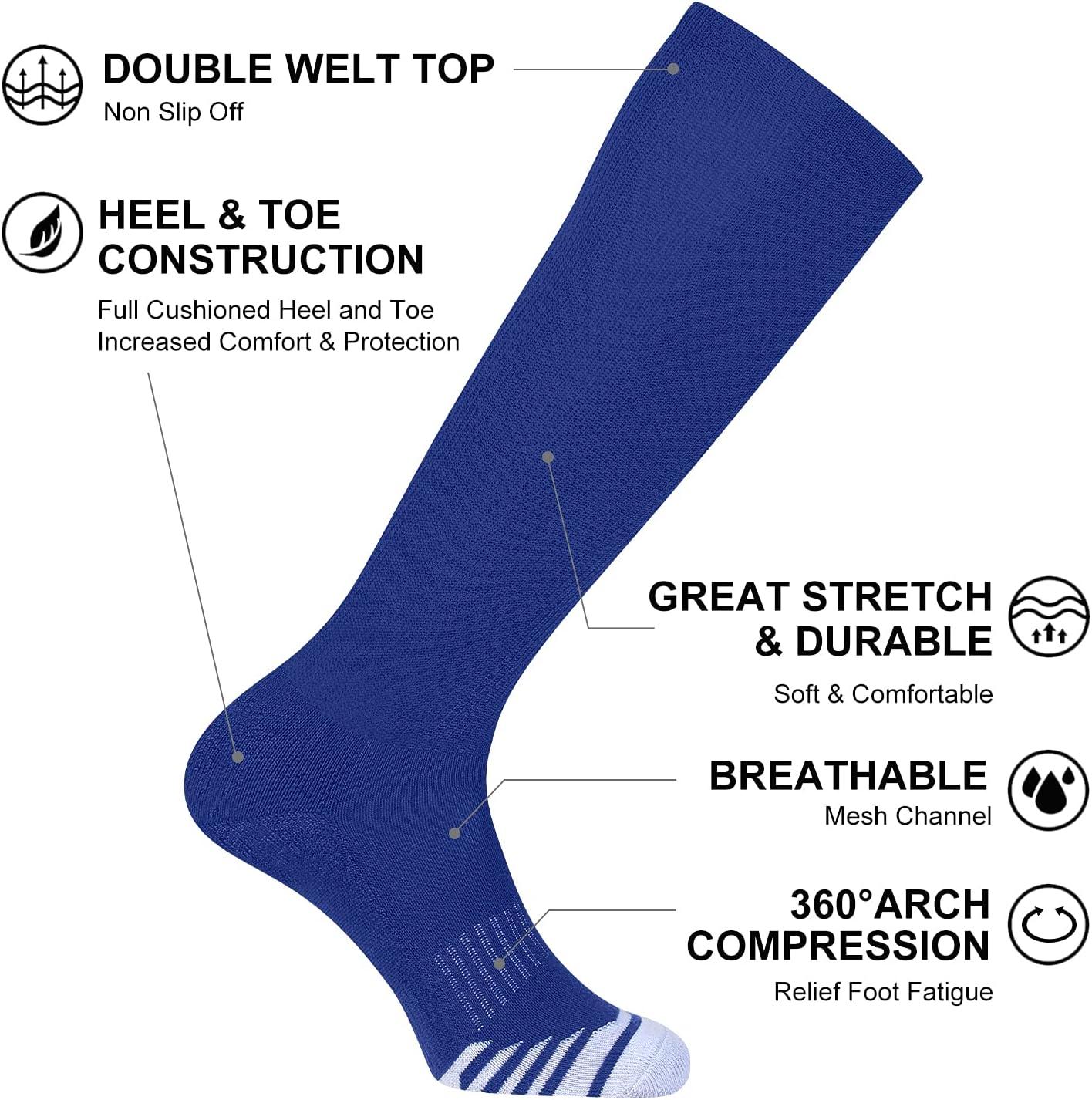 imageFITRELL 23 Pack Baseball Soccer Softball Socks for Kids Youth Men ampamp Women OvertheCalf Knee High Socks Multiple ColorsRoyal Blue 2 Pack