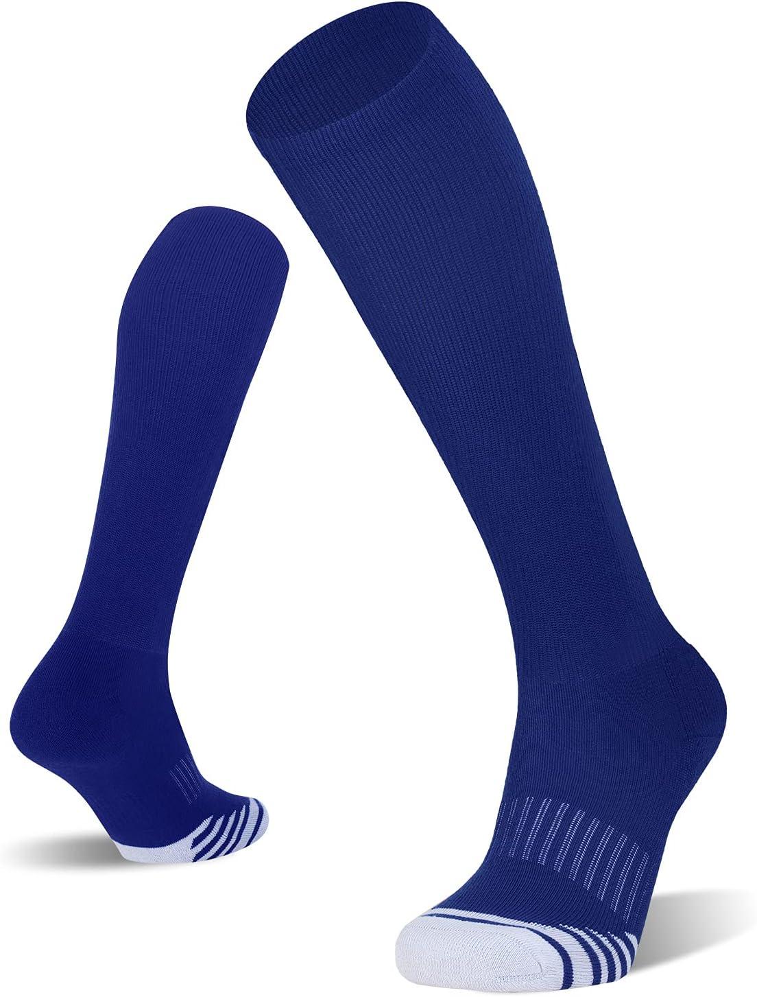 imageFITRELL 23 Pack Baseball Soccer Softball Socks for Kids Youth Men ampamp Women OvertheCalf Knee High Socks Multiple ColorsRoyal Blue 2 Pack