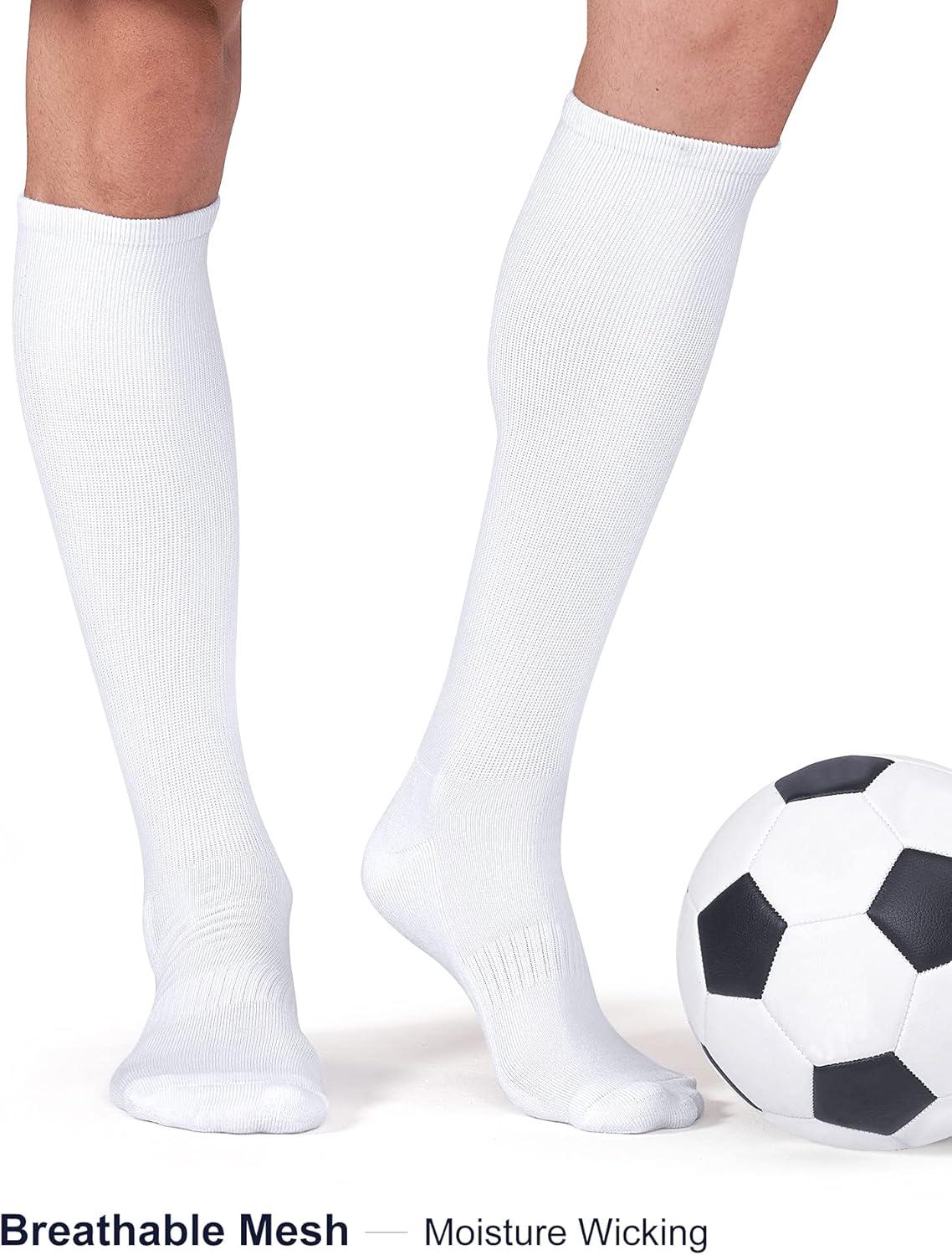 imageFITRELL 23 Pack Baseball Soccer Softball Socks for Kids Youth Men ampamp Women OvertheCalf Knee High Socks Multiple ColorsWhite 3 Pack