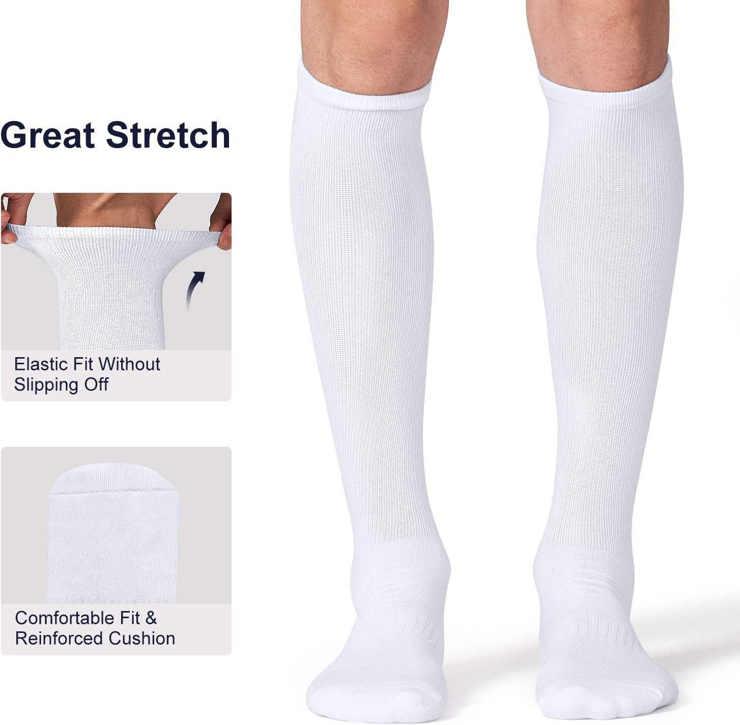 imageFITRELL 23 Pack Baseball Soccer Softball Socks for Kids Youth Men ampamp Women OvertheCalf Knee High Socks Multiple ColorsWhite 3 Pack