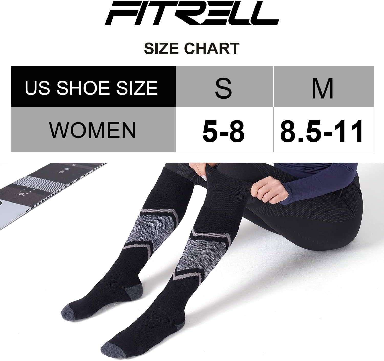 imageFITRELL 23 Pack Merino Wool Ski Socks for Snowboarding Full Cushioned Winter Thermal Kneehigh Warm Socks for Men and WomenBlack