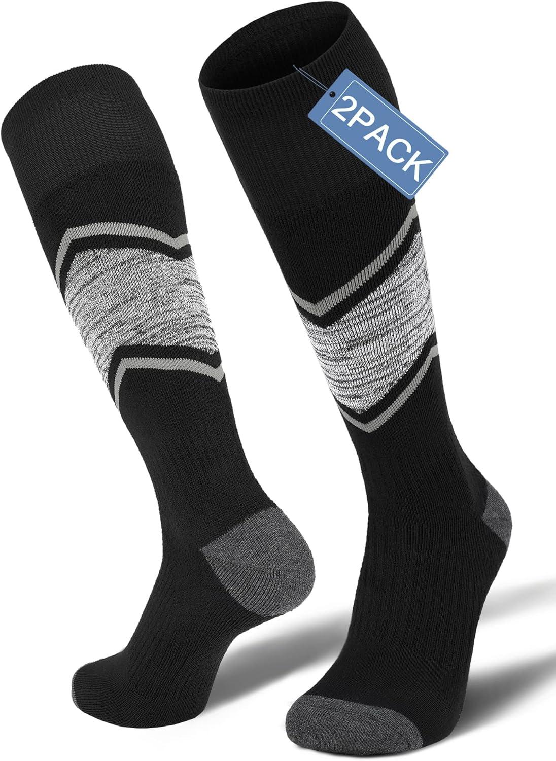 imageFITRELL 23 Pack Merino Wool Ski Socks for Snowboarding Full Cushioned Winter Thermal Kneehigh Warm Socks for Men and WomenBlack1