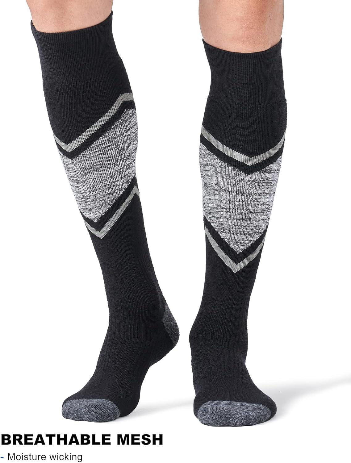 imageFITRELL 23 Pack Merino Wool Ski Socks for Snowboarding Full Cushioned Winter Thermal Kneehigh Warm Socks for Men and WomenBlack1