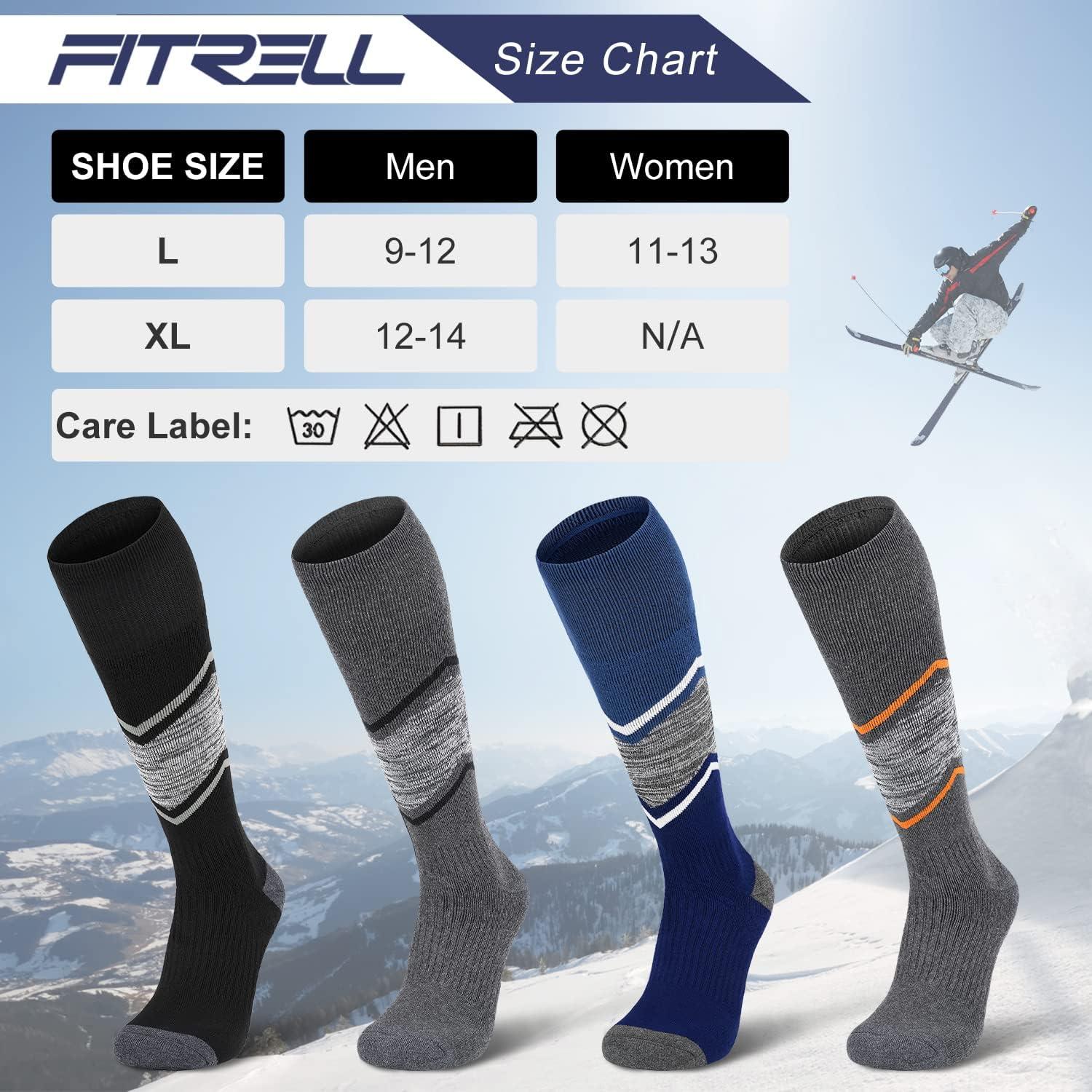 imageFITRELL 23 Pack Merino Wool Ski Socks for Snowboarding Full Cushioned Winter Thermal Kneehigh Warm Socks for Men and WomenBlack1