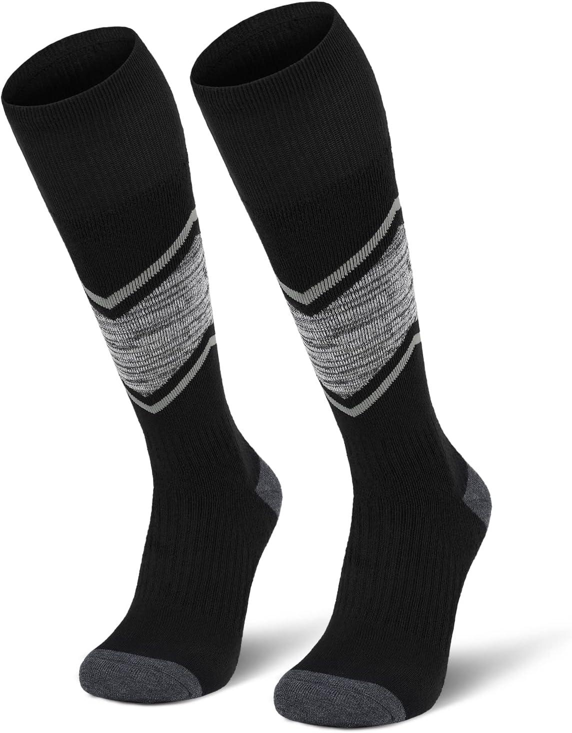 imageFITRELL 23 Pack Merino Wool Ski Socks for Snowboarding Full Cushioned Winter Thermal Kneehigh Warm Socks for Men and WomenBlack1