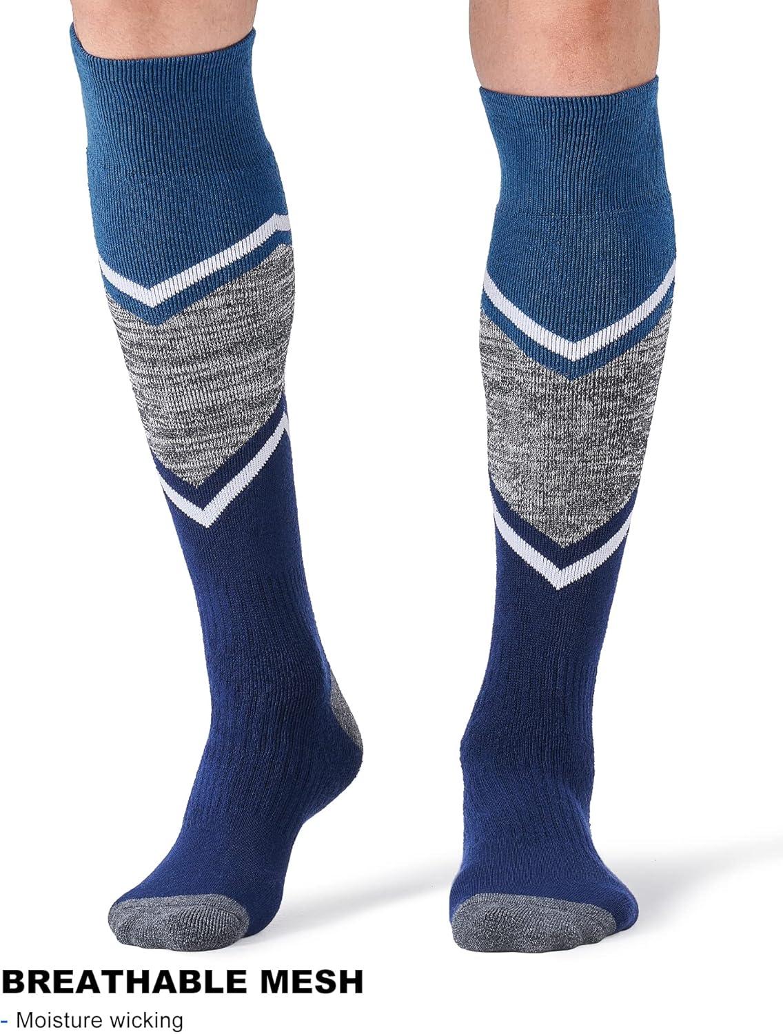 imageFITRELL 23 Pack Merino Wool Ski Socks for Snowboarding Full Cushioned Winter Thermal Kneehigh Warm Socks for Men and WomenBlackblue