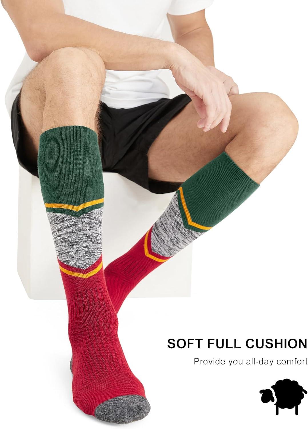 imageFITRELL 23 Pack Merino Wool Ski Socks for Snowboarding Full Cushioned Winter Thermal Kneehigh Warm Socks for Men and WomenBlackbluechristmas Match