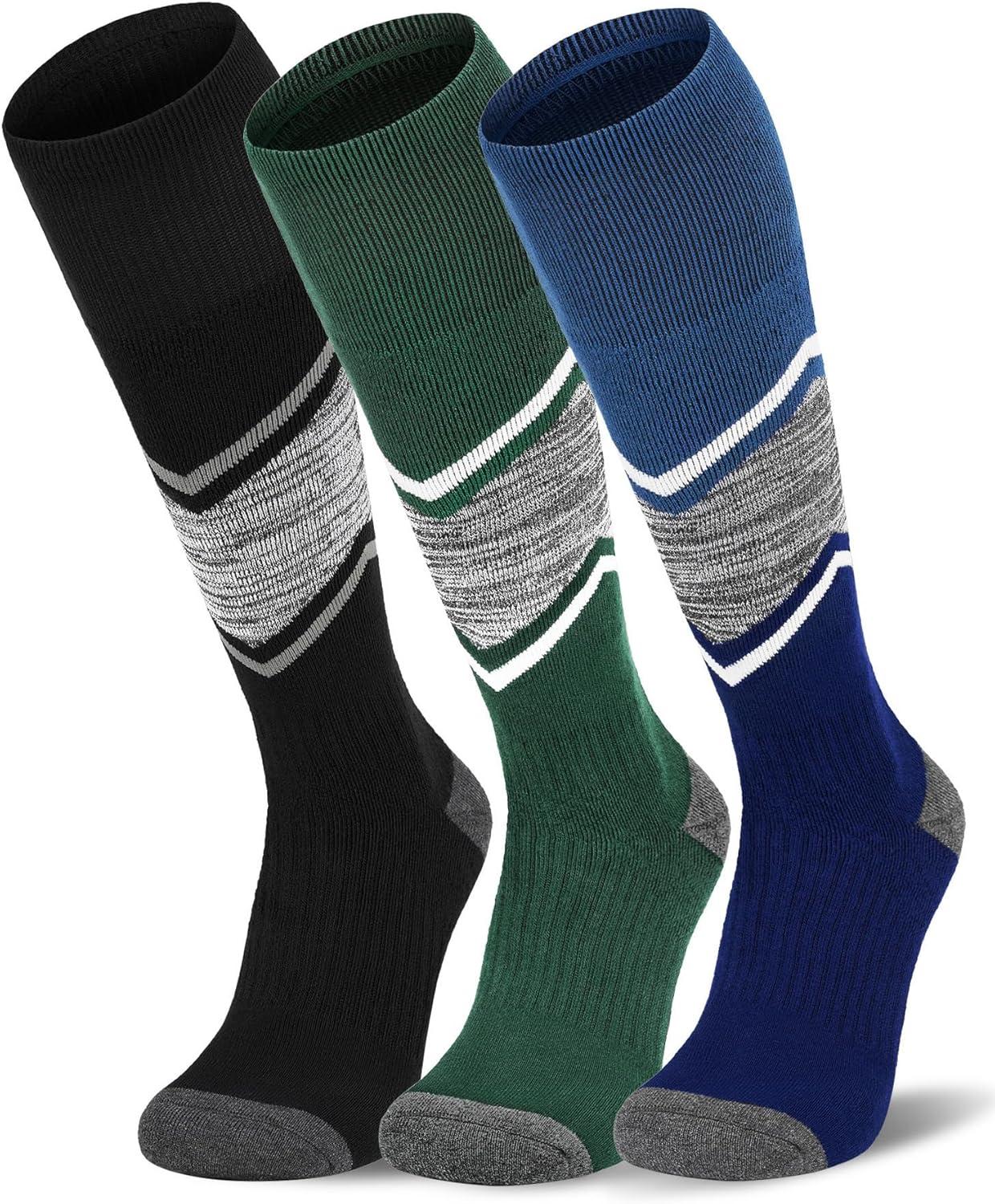 imageFITRELL 23 Pack Merino Wool Ski Socks for Snowboarding Full Cushioned Winter Thermal Kneehigh Warm Socks for Men and WomenBlackforest Greenblue