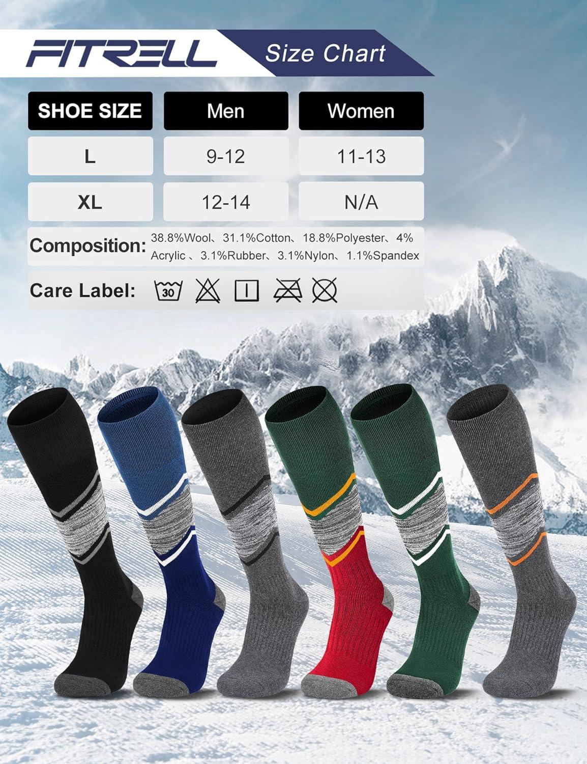 imageFITRELL 23 Pack Merino Wool Ski Socks for Snowboarding Full Cushioned Winter Thermal Kneehigh Warm Socks for Men and WomenBlackforest Greenblue