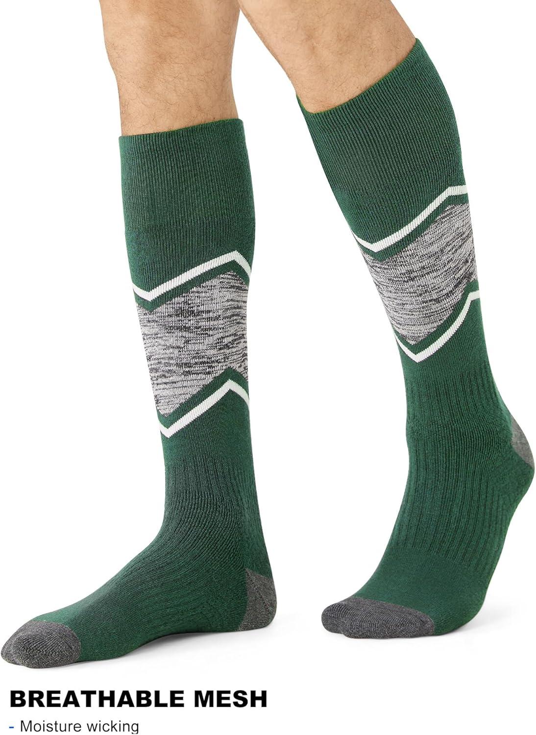 imageFITRELL 23 Pack Merino Wool Ski Socks for Snowboarding Full Cushioned Winter Thermal Kneehigh Warm Socks for Men and WomenBlackforest Greenblue