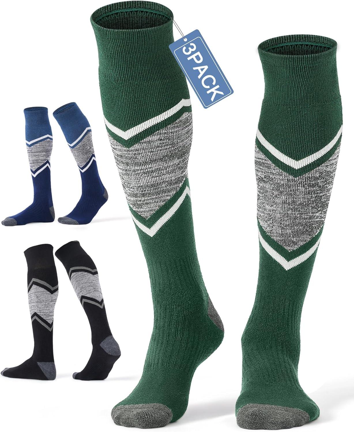 imageFITRELL 23 Pack Merino Wool Ski Socks for Snowboarding Full Cushioned Winter Thermal Kneehigh Warm Socks for Men and WomenBlackforest Greenblue