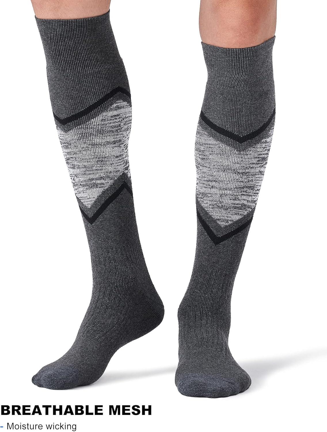 imageFITRELL 23 Pack Merino Wool Ski Socks for Snowboarding Full Cushioned Winter Thermal Kneehigh Warm Socks for Men and WomenBlackgrey