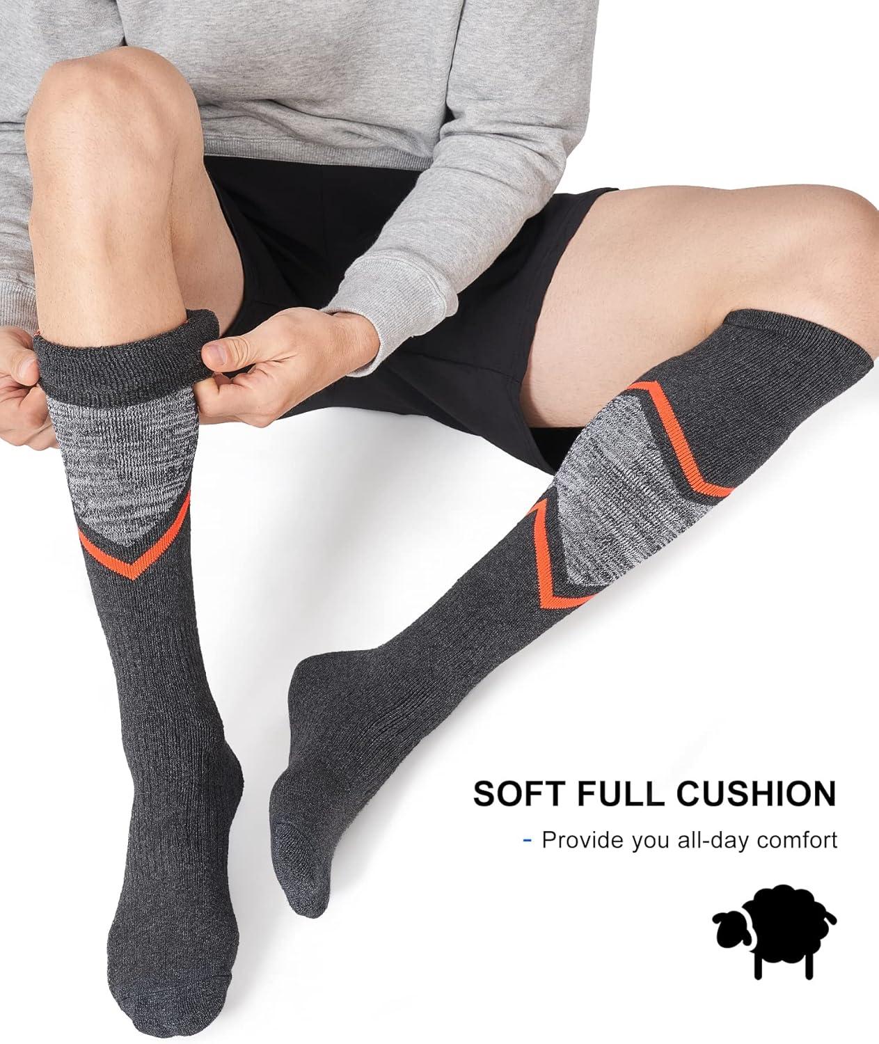 imageFITRELL 23 Pack Merino Wool Ski Socks for Snowboarding Full Cushioned Winter Thermal Kneehigh Warm Socks for Men and WomenBlackorange