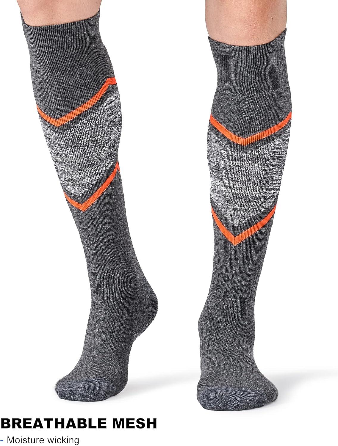 imageFITRELL 23 Pack Merino Wool Ski Socks for Snowboarding Full Cushioned Winter Thermal Kneehigh Warm Socks for Men and WomenBlackorange