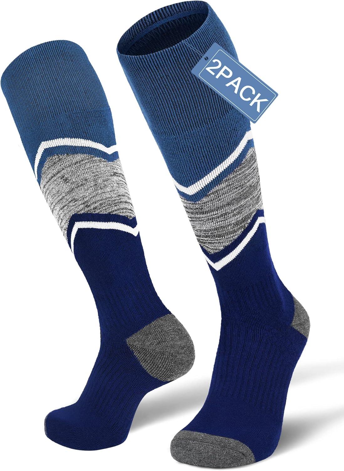 imageFITRELL 23 Pack Merino Wool Ski Socks for Snowboarding Full Cushioned Winter Thermal Kneehigh Warm Socks for Men and WomenBlue