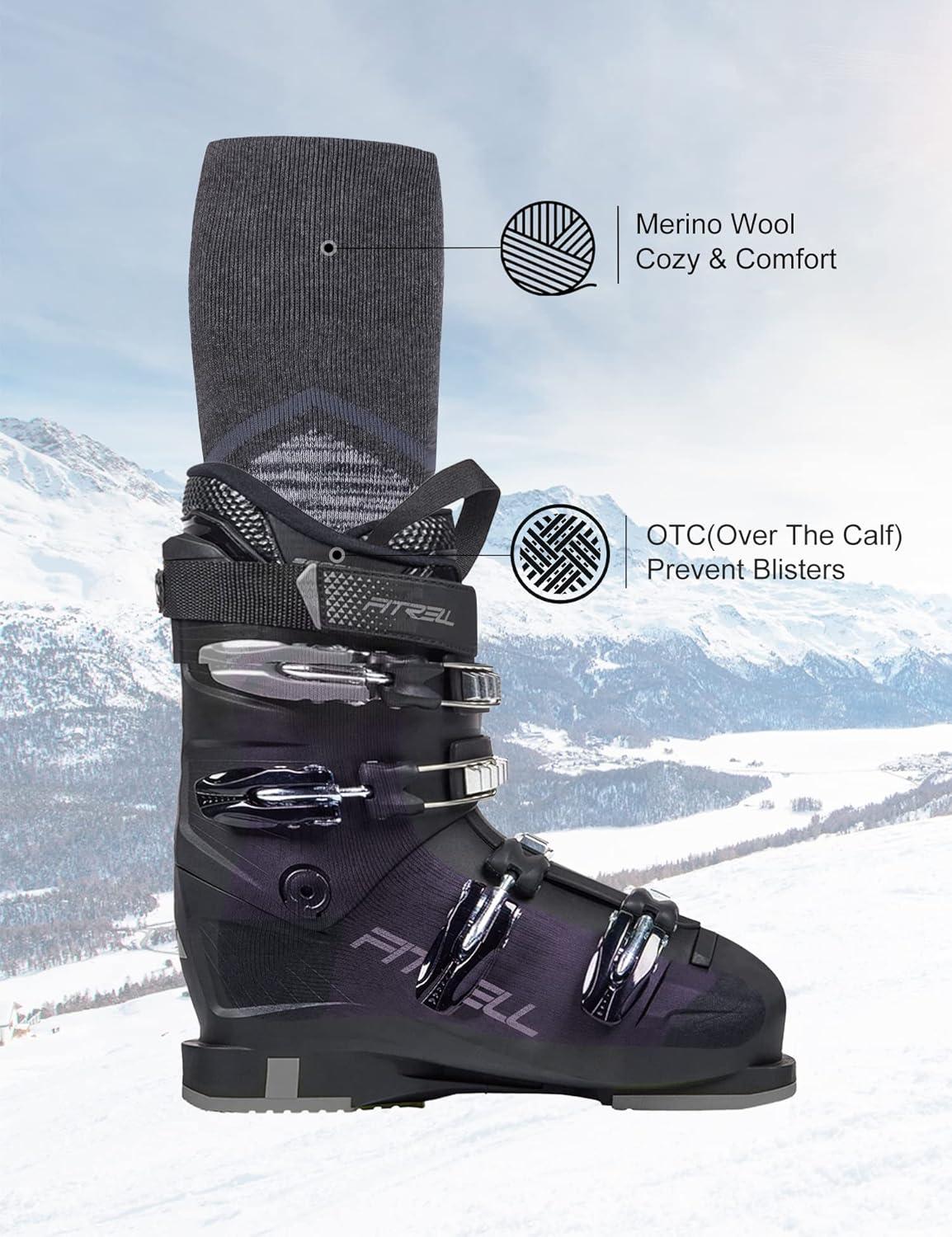 imageFITRELL 23 Pack Merino Wool Ski Socks for Snowboarding Full Cushioned Winter Thermal Kneehigh Warm Socks for Men and WomenPurple