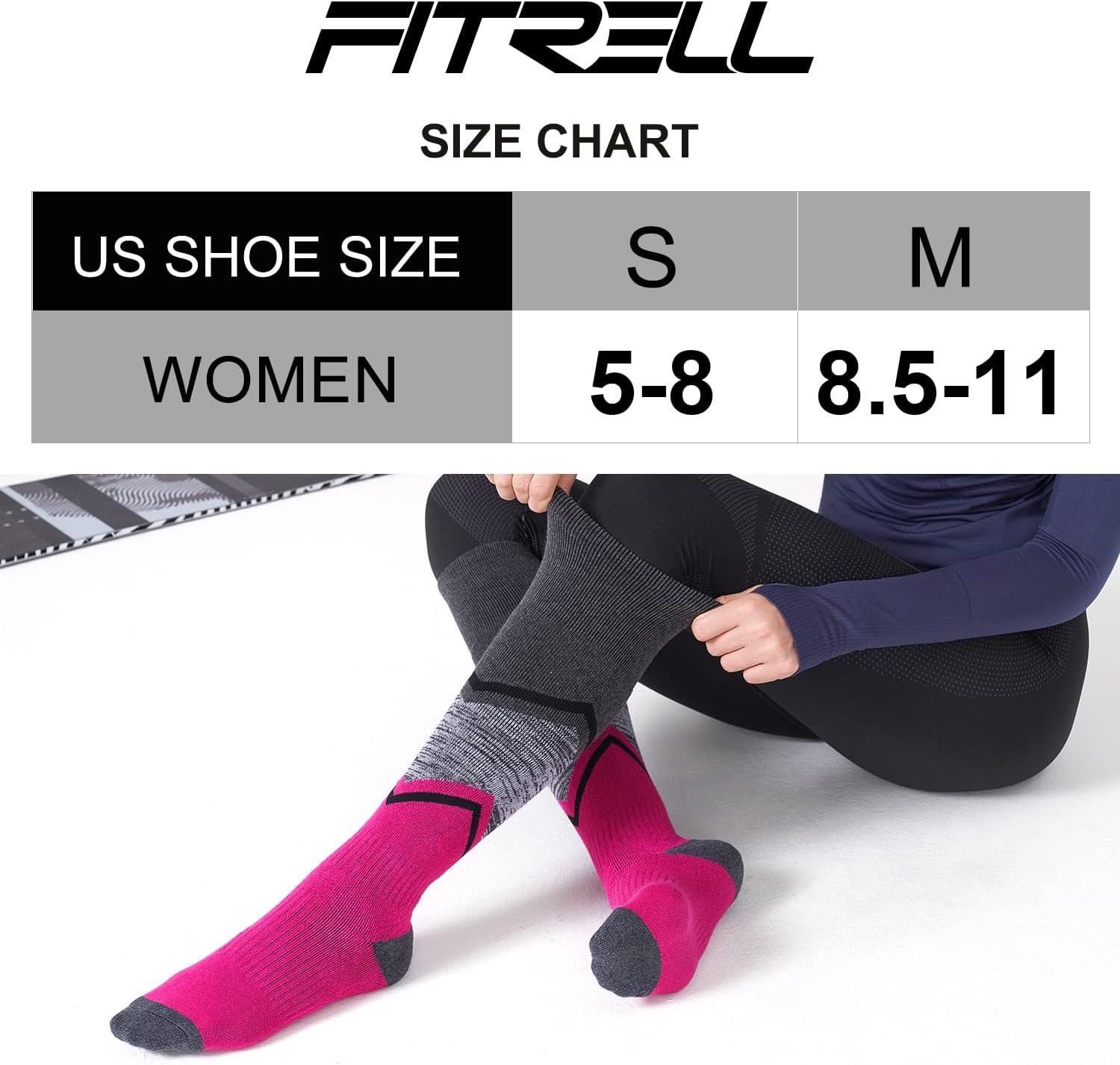 imageFITRELL 23 Pack Merino Wool Ski Socks for Snowboarding Full Cushioned Winter Thermal Kneehigh Warm Socks for Men and WomenRose Red