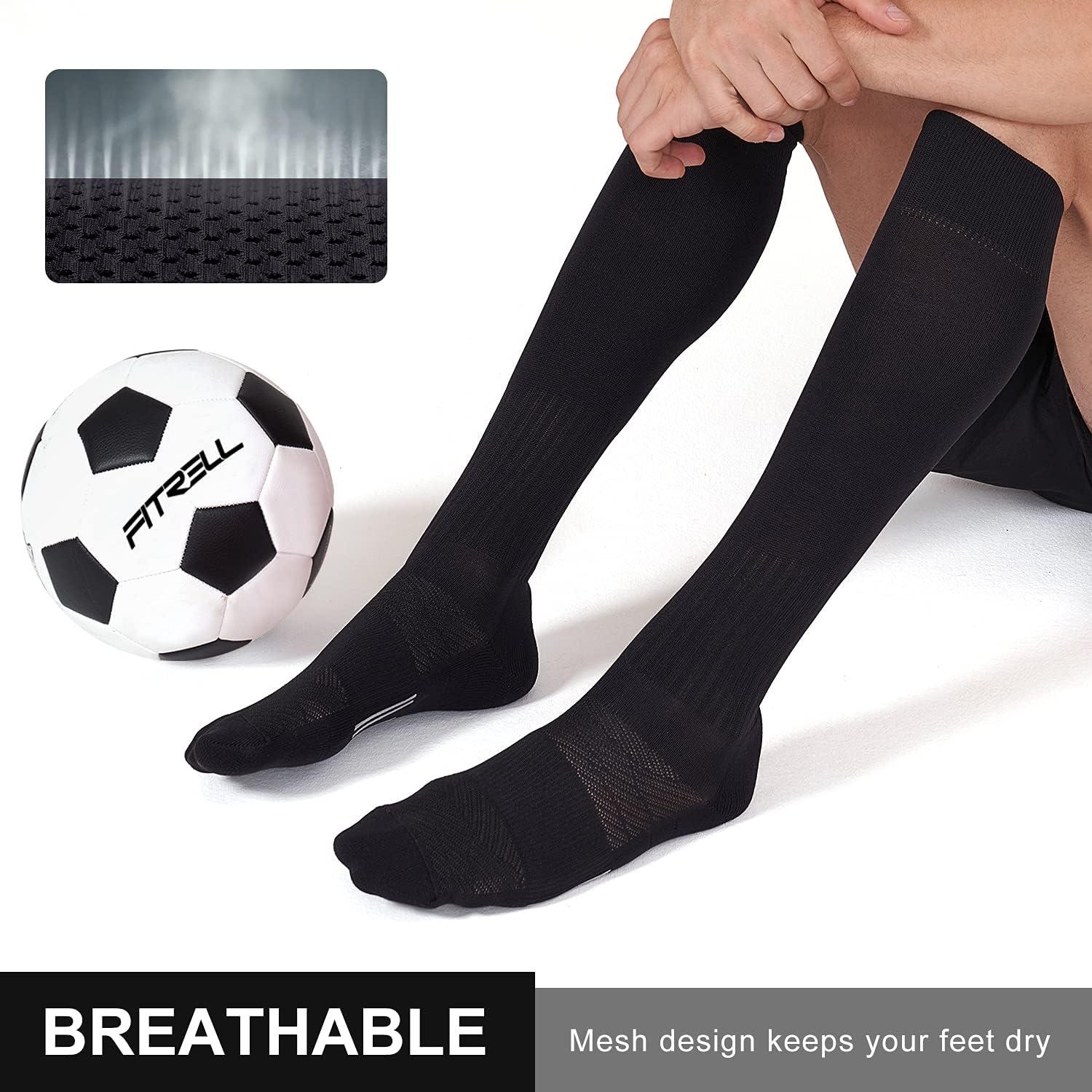 imageFITRELL 23 Pack Soccer Socks Baseball Softball For Youth Kids Boys Girls OverTheCalf Football Socks for Adult Men WomenBlack2