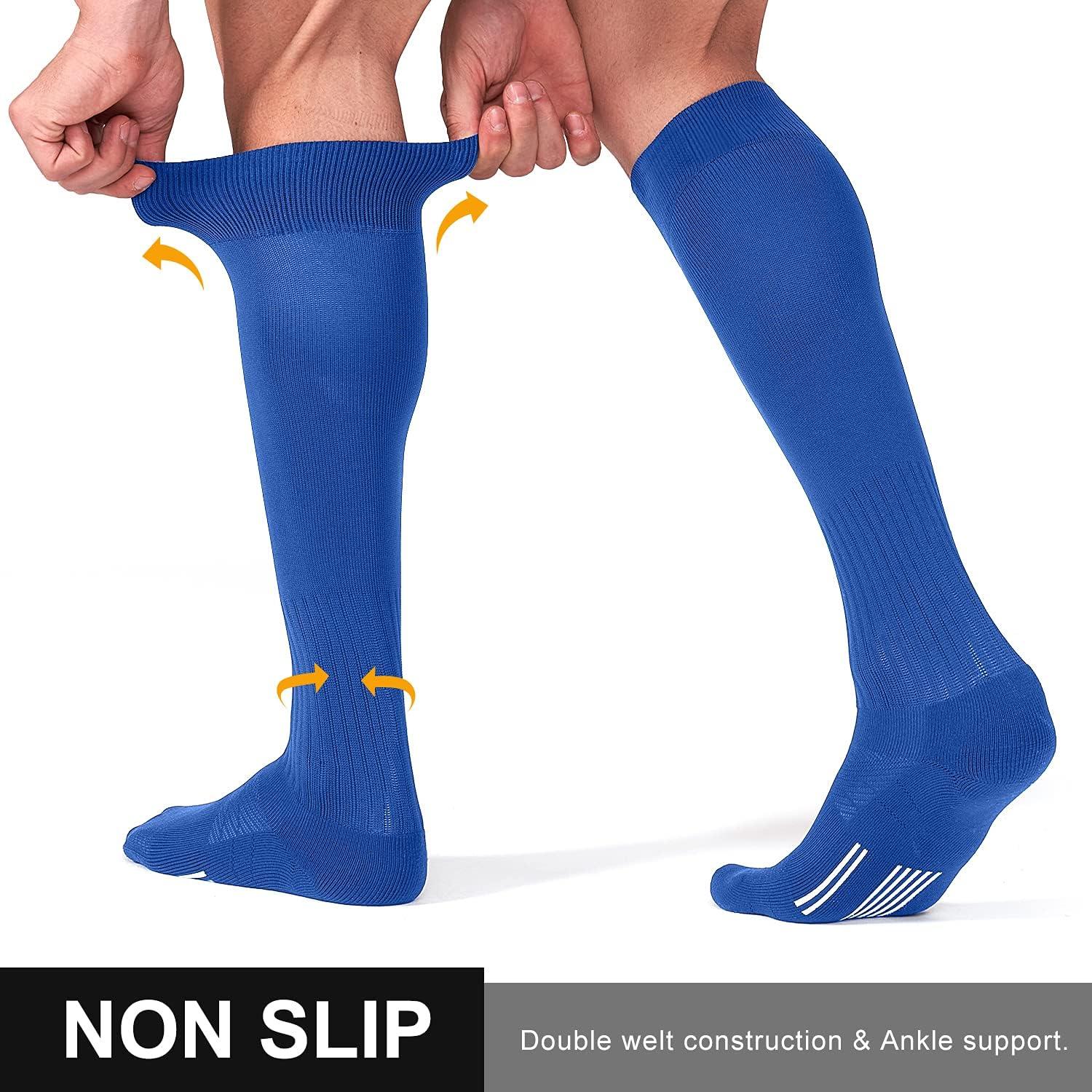 imageFITRELL 23 Pack Soccer Socks Baseball Softball For Youth Kids Boys Girls OverTheCalf Football Socks for Adult Men WomenBlue2