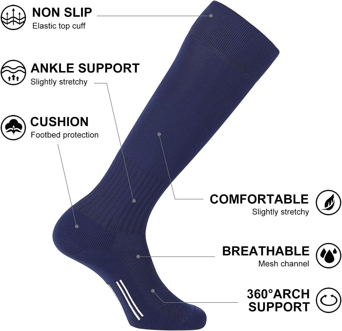 imageFITRELL 23 Pack Soccer Socks Baseball Softball For Youth Kids Boys Girls OverTheCalf Football Socks for Adult Men WomenNavy2