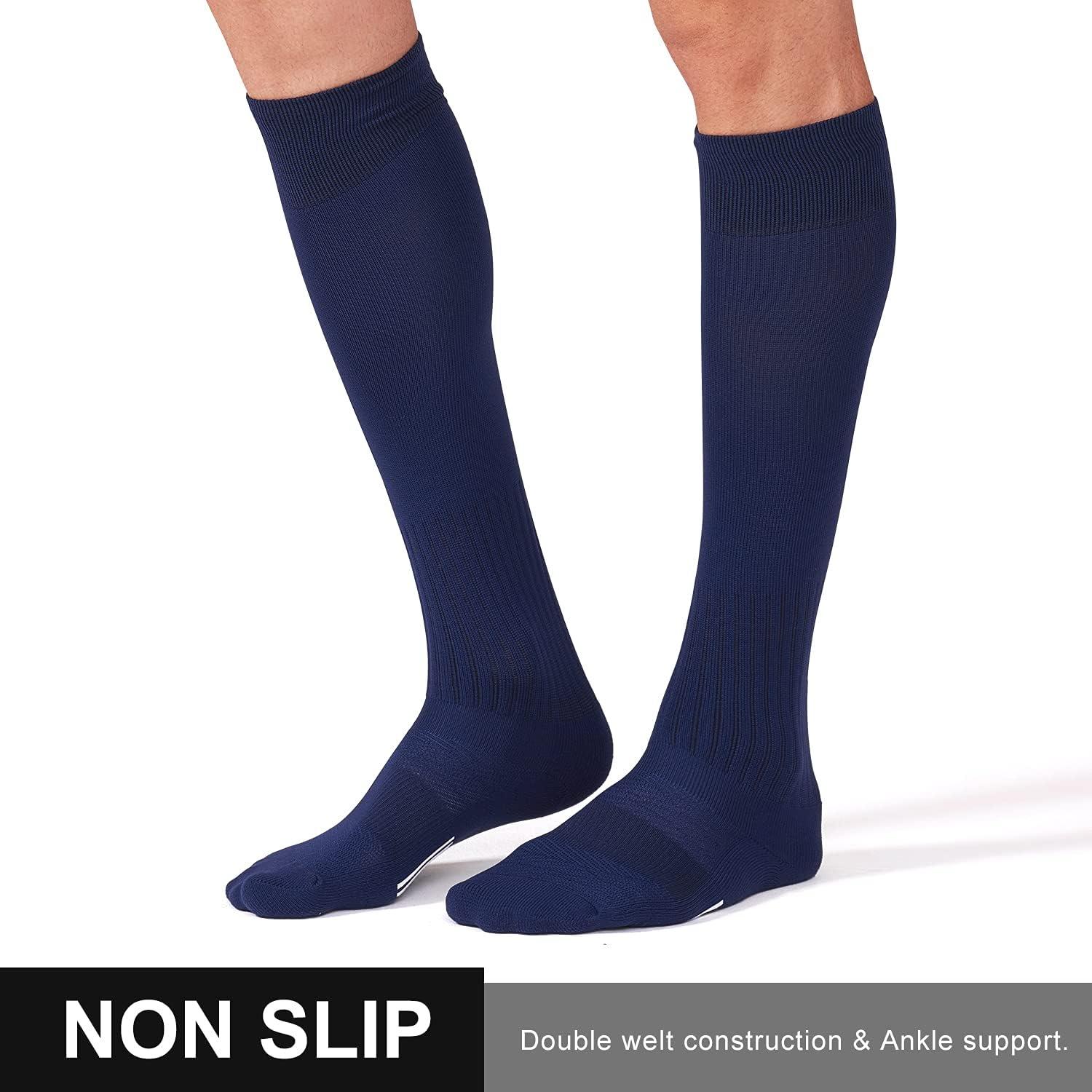 imageFITRELL 23 Pack Soccer Socks Baseball Softball For Youth Kids Boys Girls OverTheCalf Football Socks for Adult Men WomenNavy2