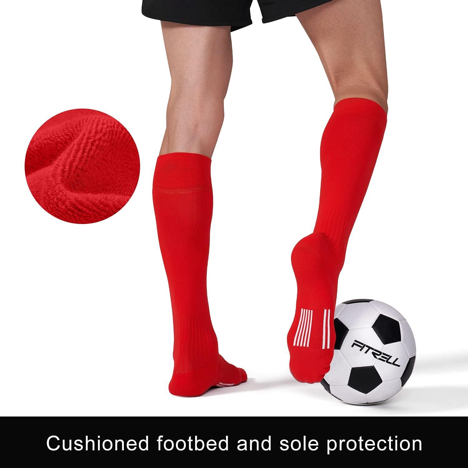 imageFITRELL 23 Pack Soccer Socks Baseball Softball For Youth Kids Boys Girls OverTheCalf Football Socks for Adult Men WomenRed2