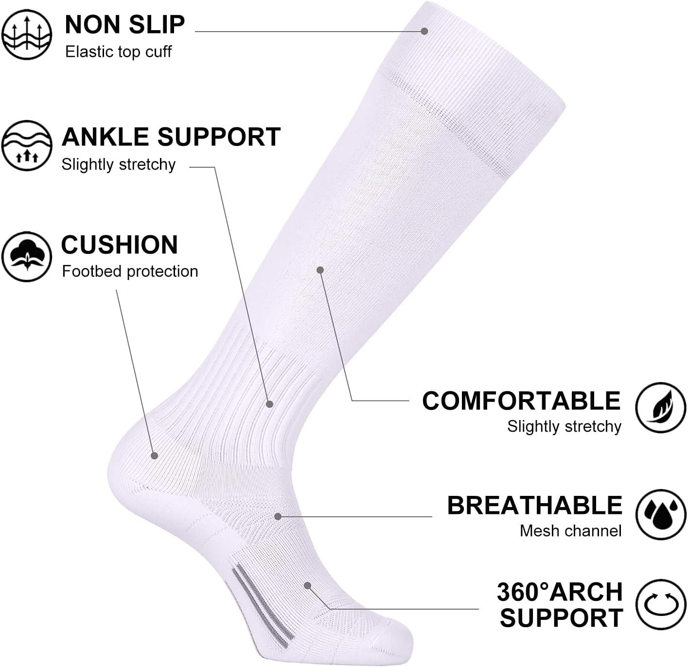 imageFITRELL 23 Pack Soccer Socks Baseball Softball For Youth Kids Boys Girls OverTheCalf Football Socks for Adult Men WomenWhite3