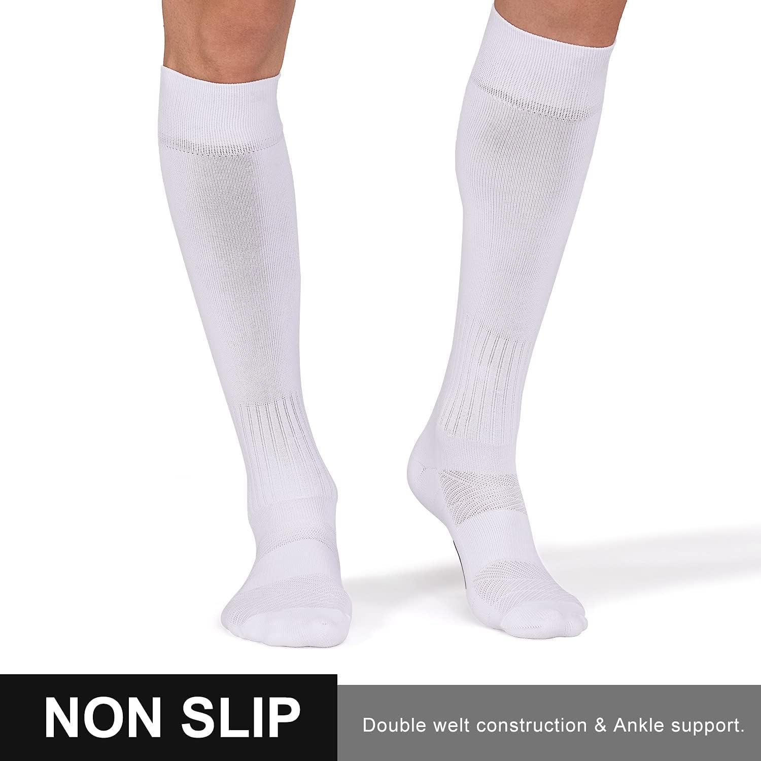 imageFITRELL 23 Pack Soccer Socks Baseball Softball For Youth Kids Boys Girls OverTheCalf Football Socks for Adult Men WomenWhite3