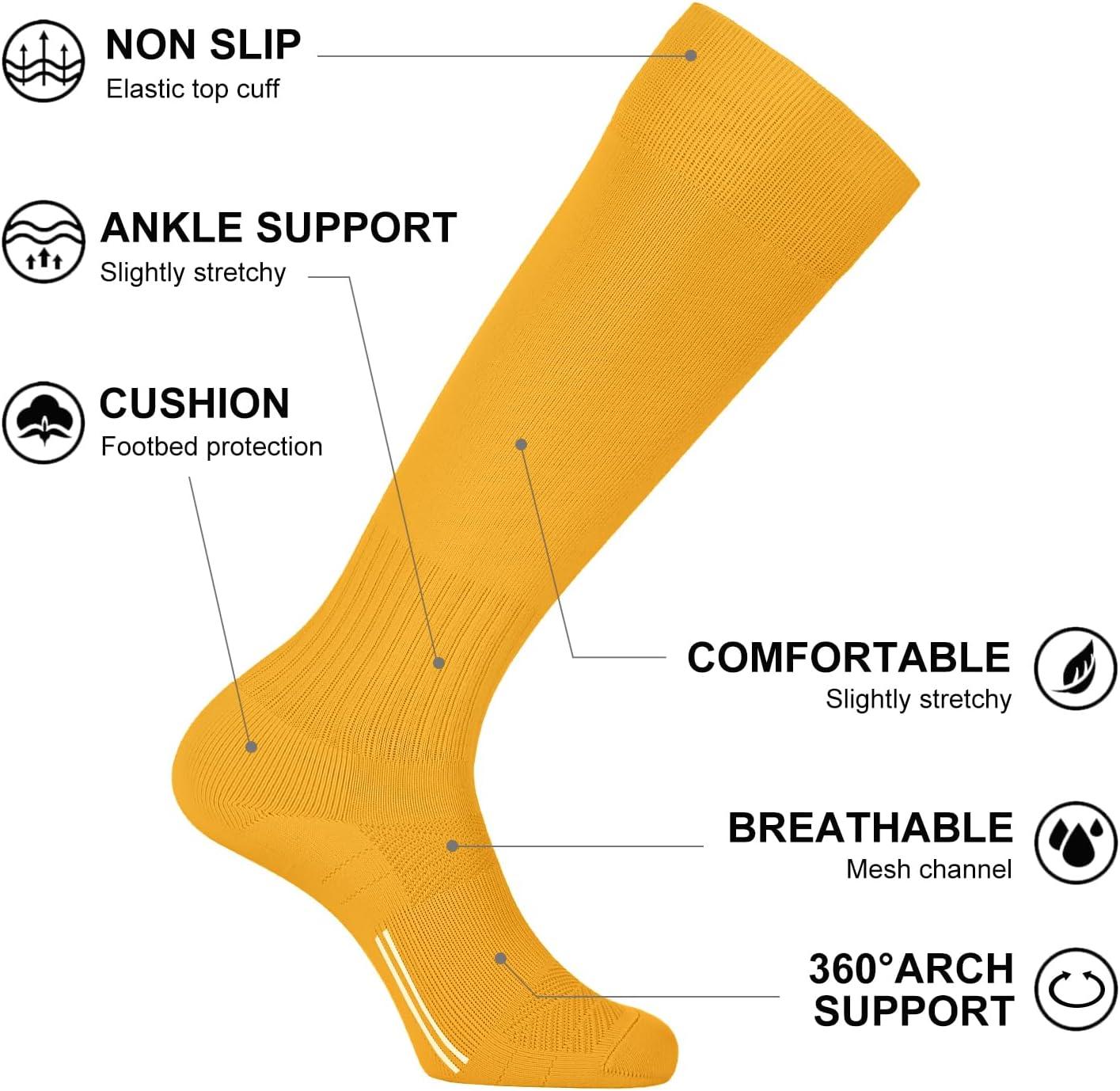 imageFITRELL 23 Pack Soccer Socks Baseball Softball For Youth Kids Boys Girls OverTheCalf Football Socks for Adult Men WomenYellow2