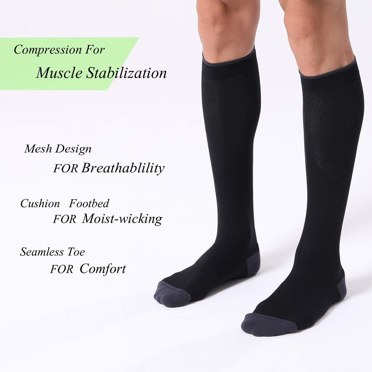 imageFITRELL 3 Pairs Compression Socks for Women and Men 2030mmHgCirculation Support SocksBlack