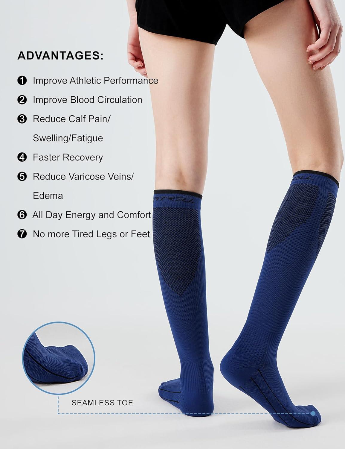 imageFITRELL 3 Pairs Compression Socks for Women and Men 2030mmHgCirculation Support SocksBlackGreyNavy