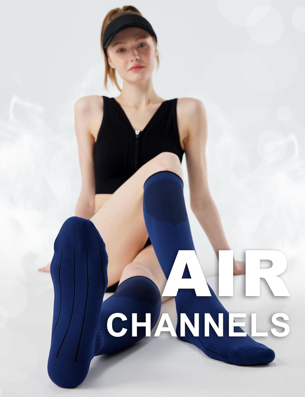 imageFITRELL 3 Pairs Compression Socks for Women and Men 2030mmHgCirculation Support SocksBlackGreyNavy