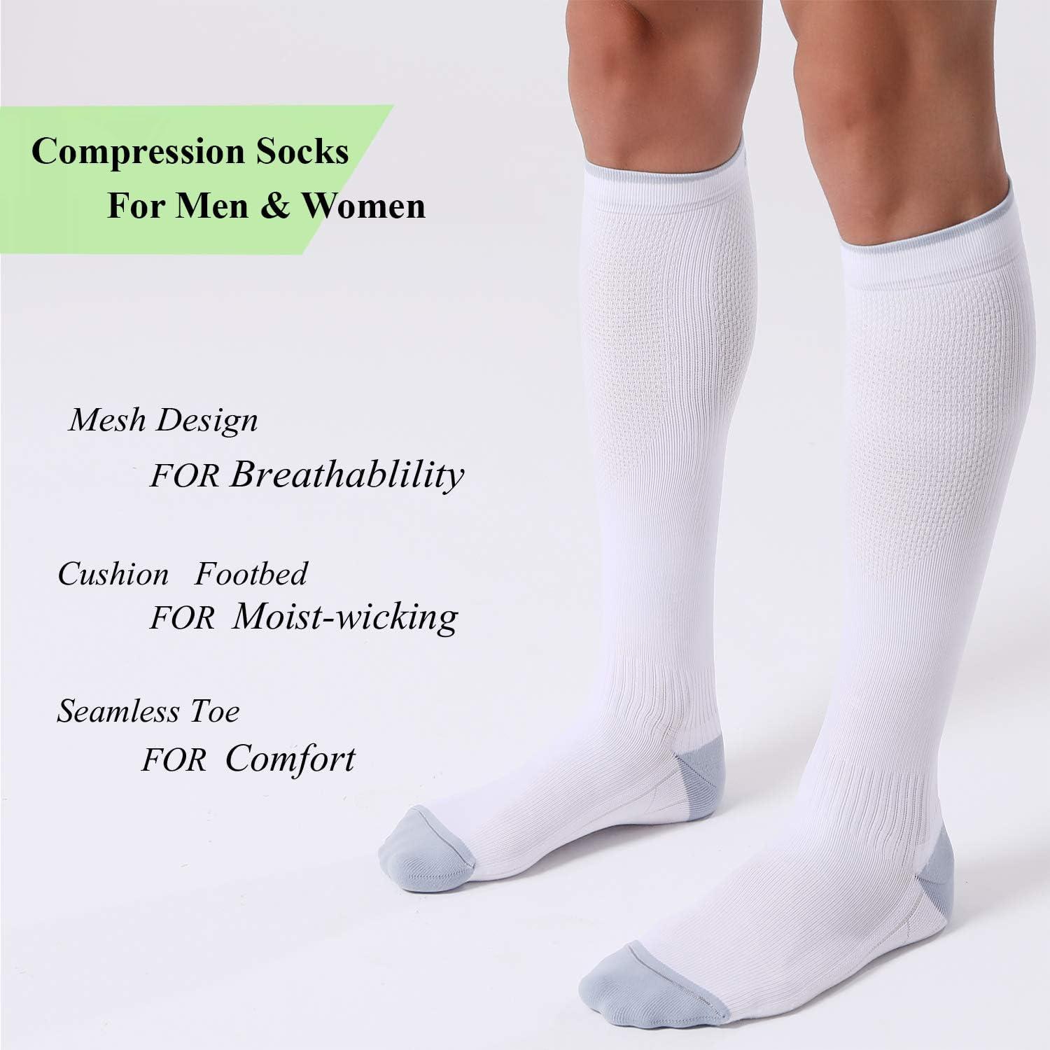 imageFITRELL 3 Pairs Compression Socks for Women and Men 2030mmHgCirculation Support SocksBlackwhitegrey